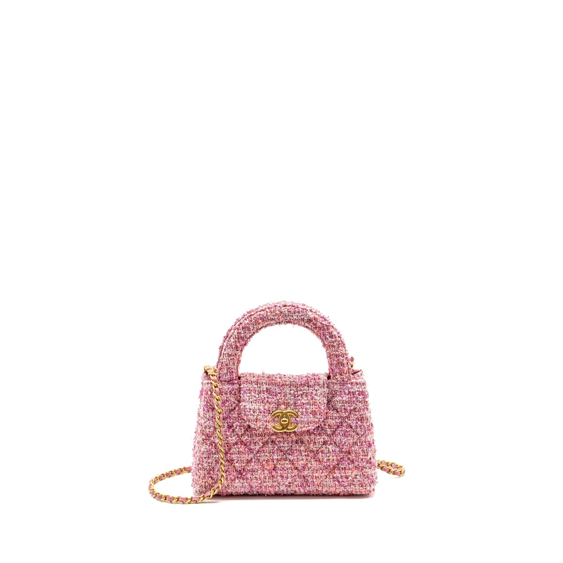 Chanel 24P Kelly Shopping Tweed GHW microchip Multicolour Pink Tote Bag
