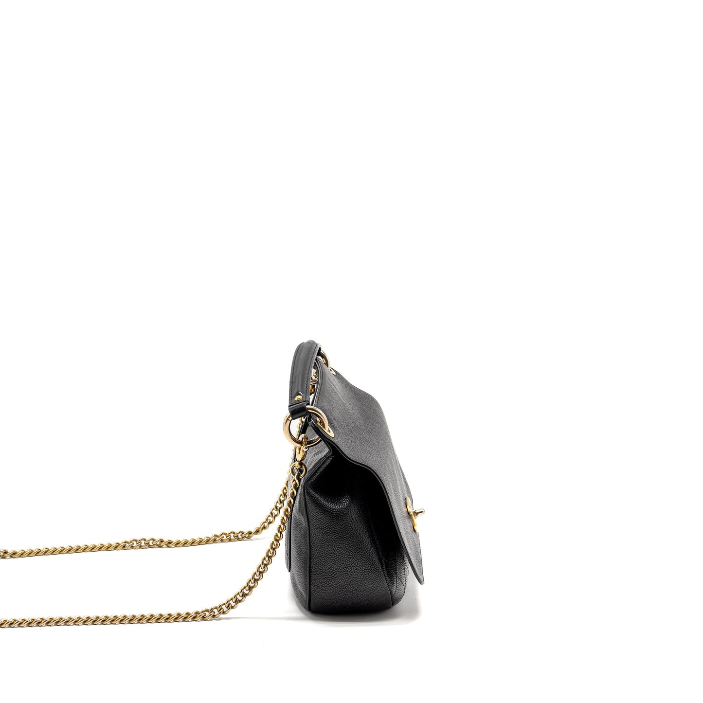 Chanel Top Handle Flap Grained Calfskin GHW Black Shoulder Bag