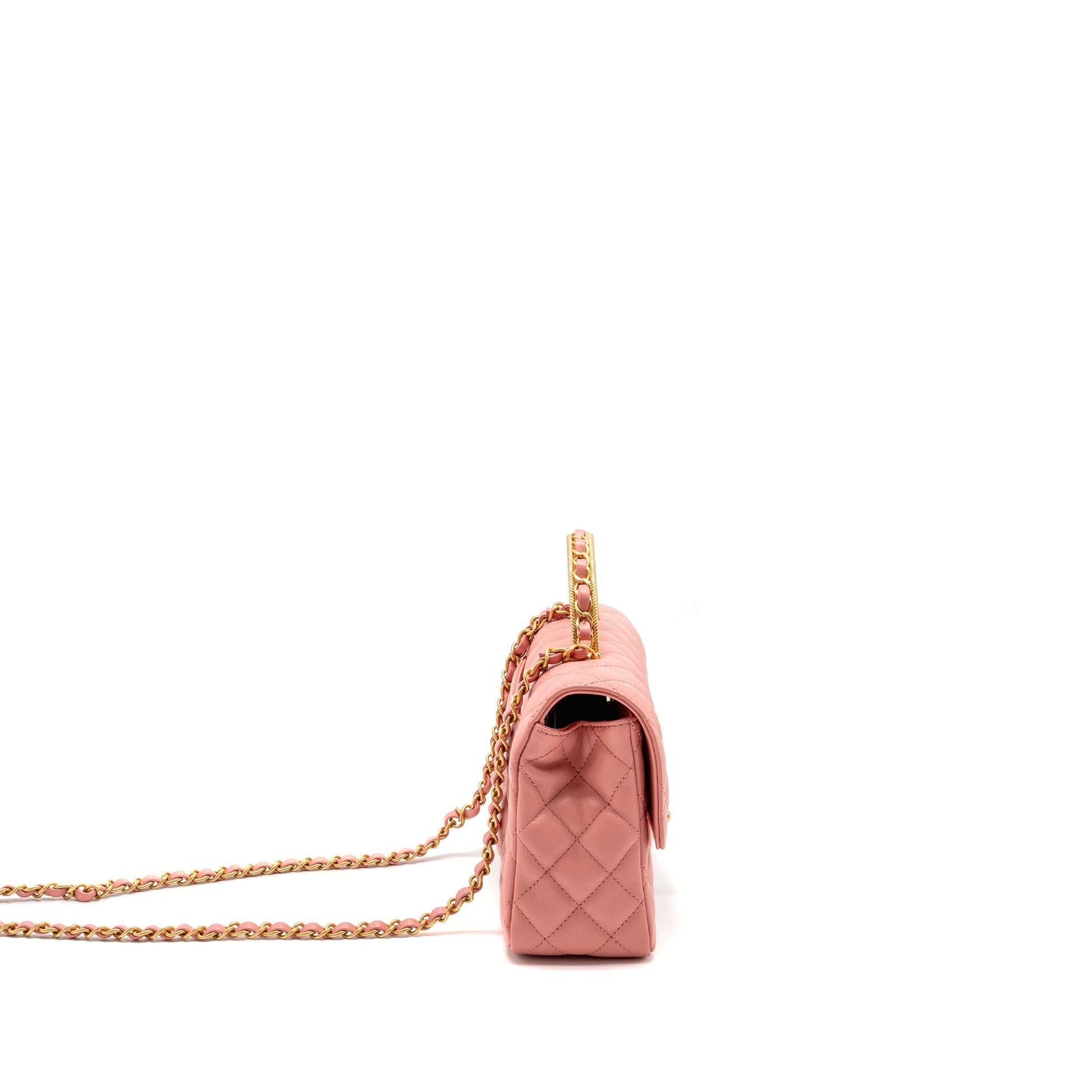 Chanel 23k detail top handle flap Lambskin Pink Shoulder Bag