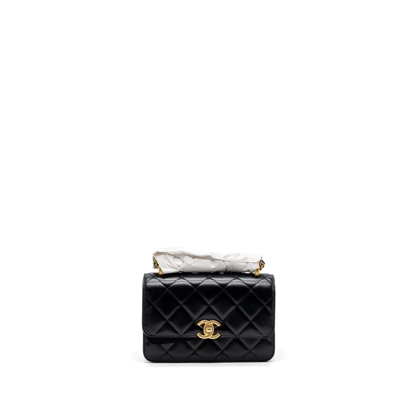 Chanel 24C crush flap calfskin GHW microchip Black Gold Shoulder Bag Ghw Microchip