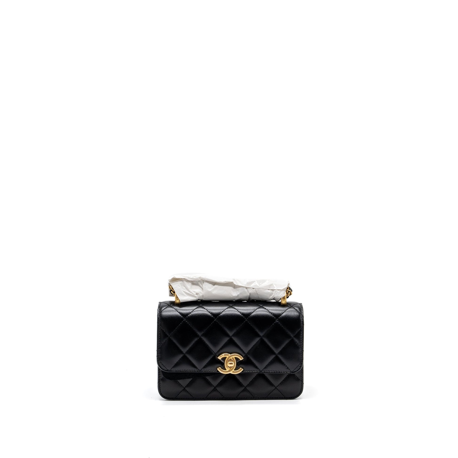 Chanel 24C crush flap calfskin GHW microchip Black Gold Shoulder Bag Ghw Microchip