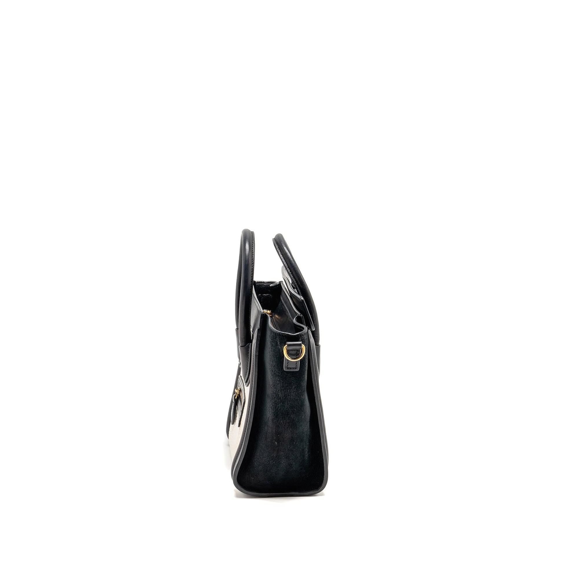 Celine Nano Luggage Purse Calfskin Handbag Black White Travel Bag