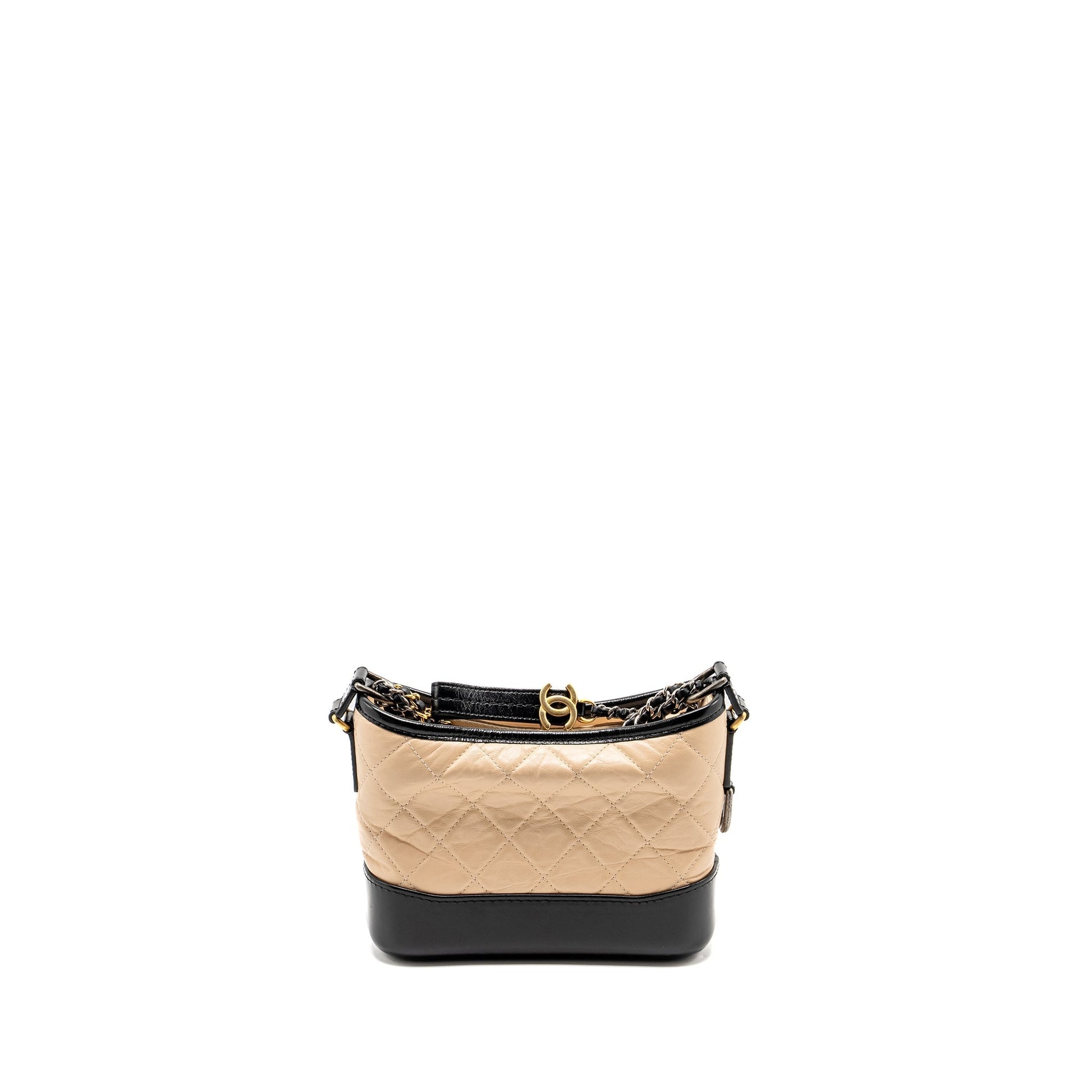 Chanel Gabrielle Hobo Aged Calfskin Hardware Multicolour Black Beige Small Shoulder Bag Hardware 1