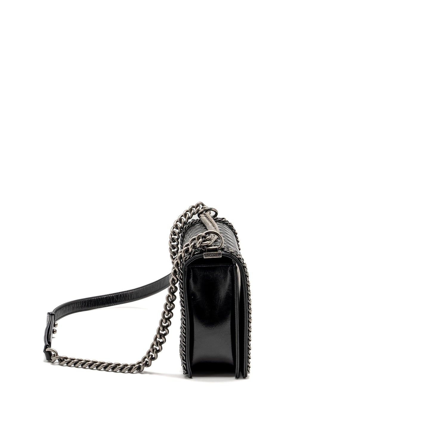 Chanel new edge boy calfskin ruthenium SHW Black Handbag