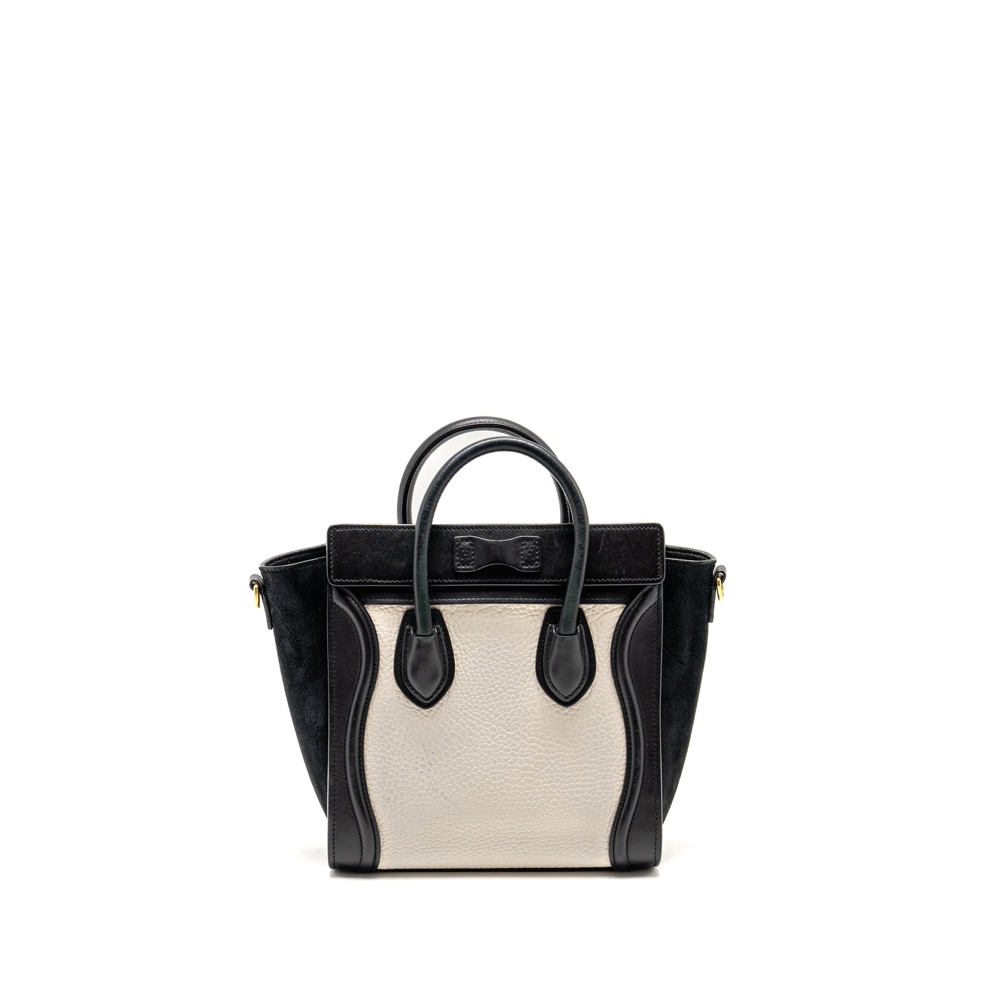 Celine Nano Luggage Purse Calfskin Handbag Black White Travel Bag