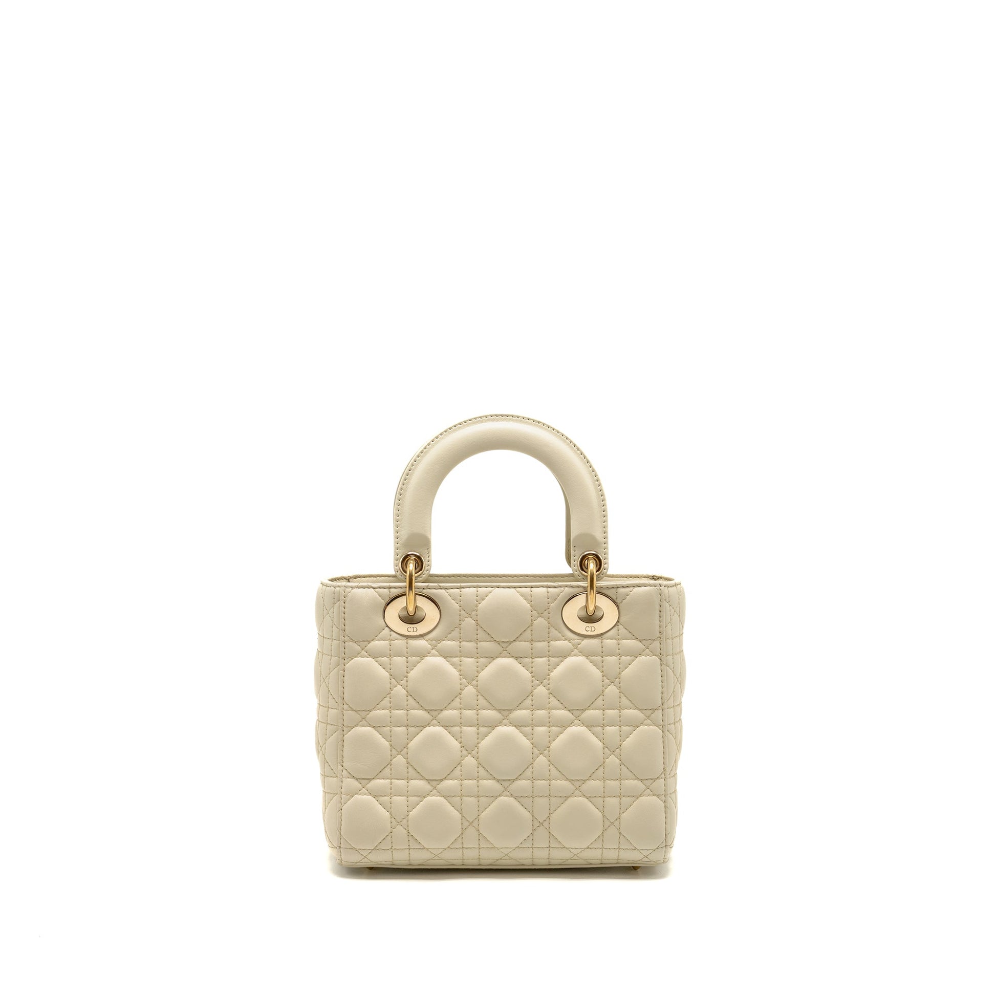 Dior Lady Lambskin Handbag White Small Travel Bag