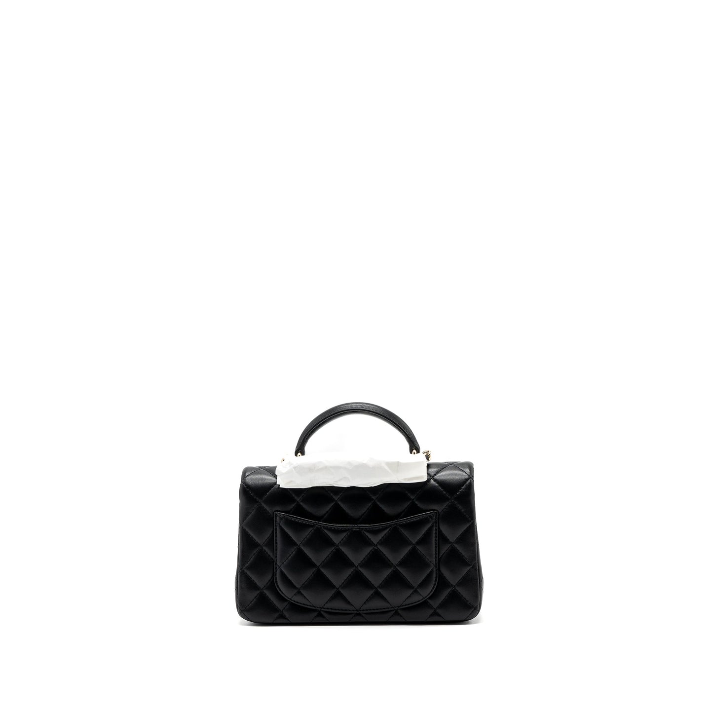 Chanel top handle Rectangular flap lambskin LGHW Black Shoulder Bag Microchip 8