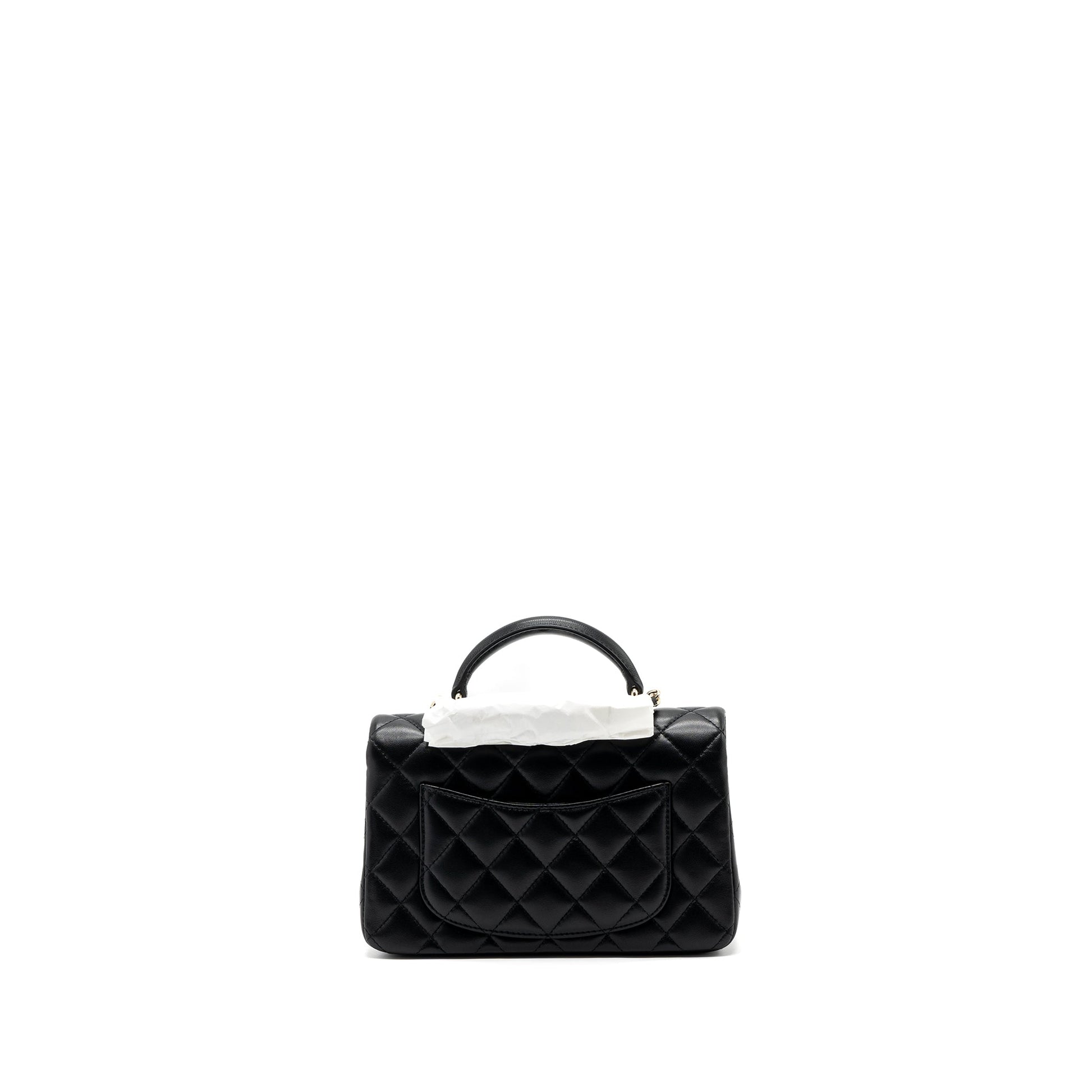 Chanel top handle Rectangular flap lambskin LGHW Black Shoulder Bag Microchip 8