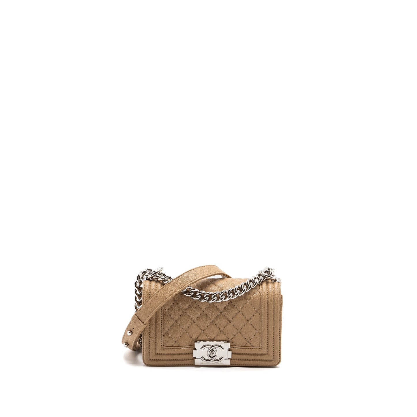 Chanel Boy Caviar Light SHW Beige Small Handbag