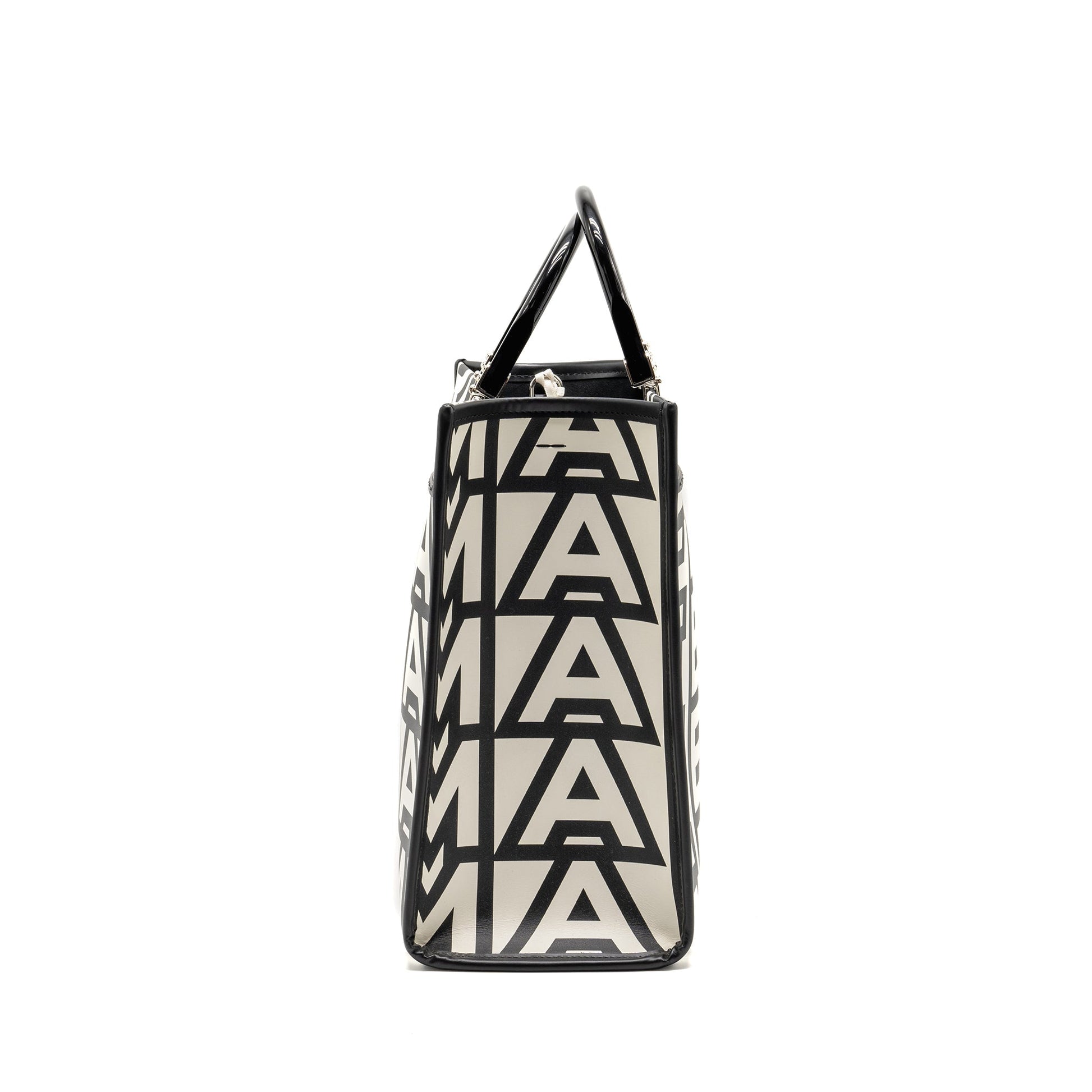Fendi Sunshine Roma Shopping Purse Calfskin Black White Medium Tote Bag