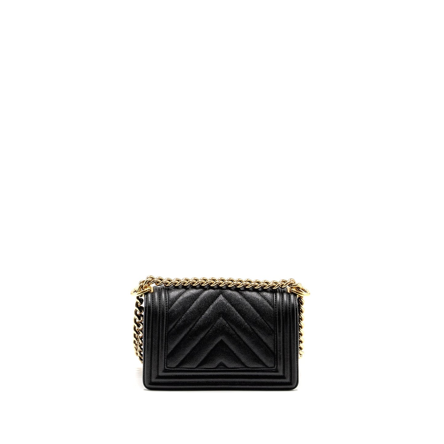 Chanel Chevron Boy Caviar GHW Black Small Handbag