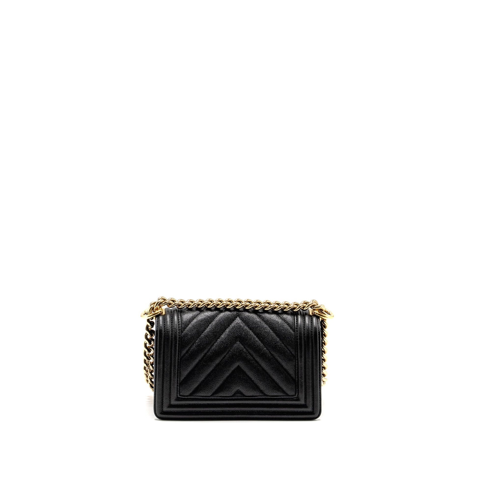 Chanel Chevron Boy Caviar GHW Black Small Handbag