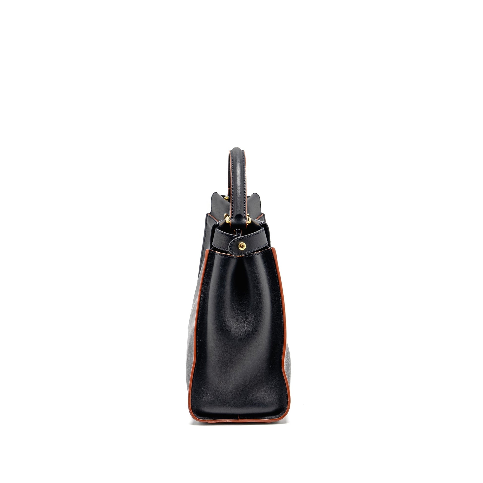Fendi Peekaboo Calfskin Dark Handbag Blue Red Medium Travel Bag