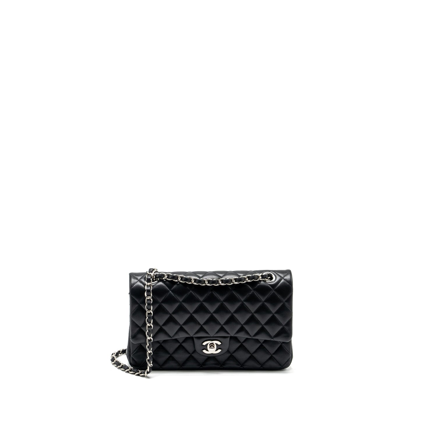 Chanel Classic Double Flap Lambskin SHW Black Shoulder Bag Shw 1