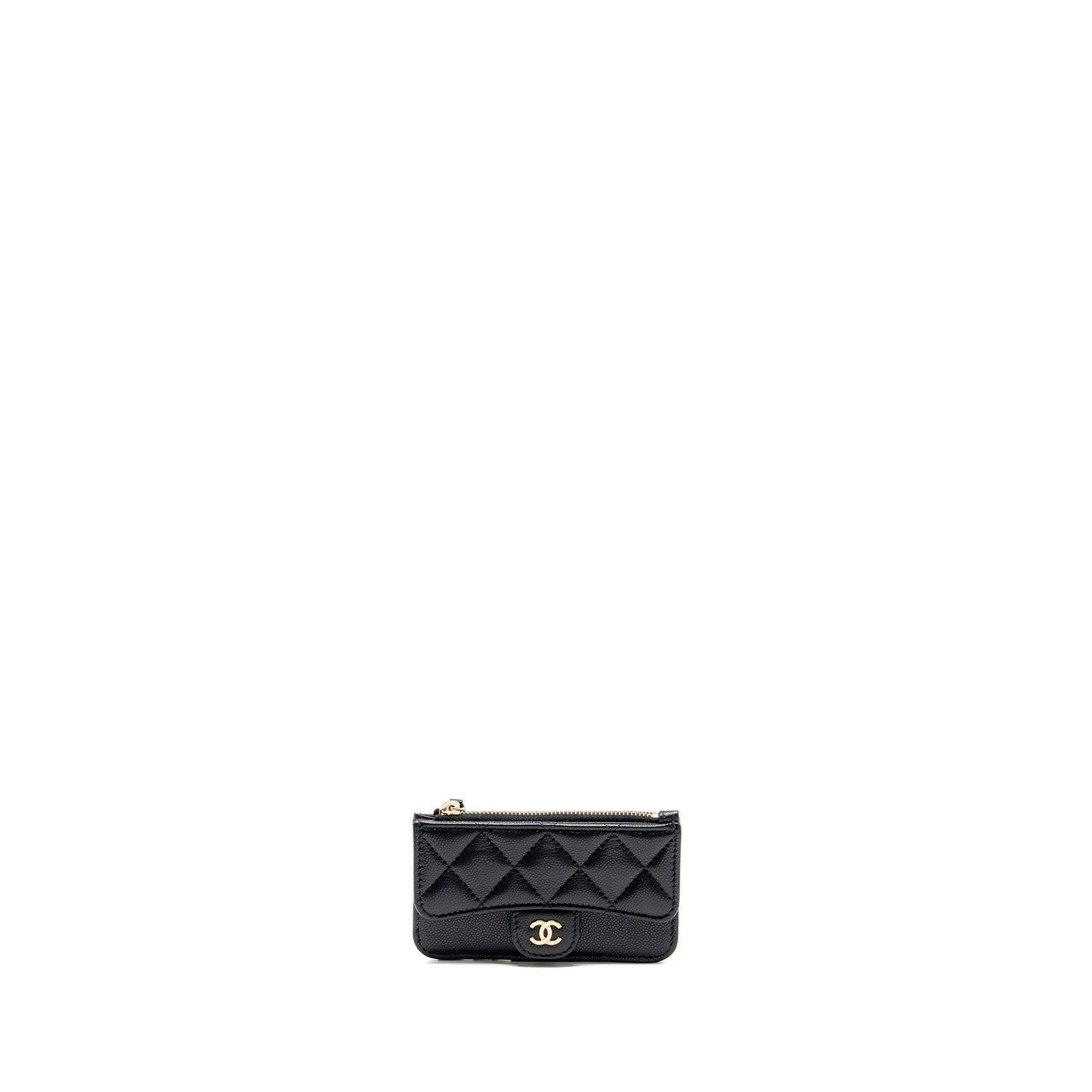 Chanel Flap Zip Card Holder Caviar LGHW Black Wallet Case