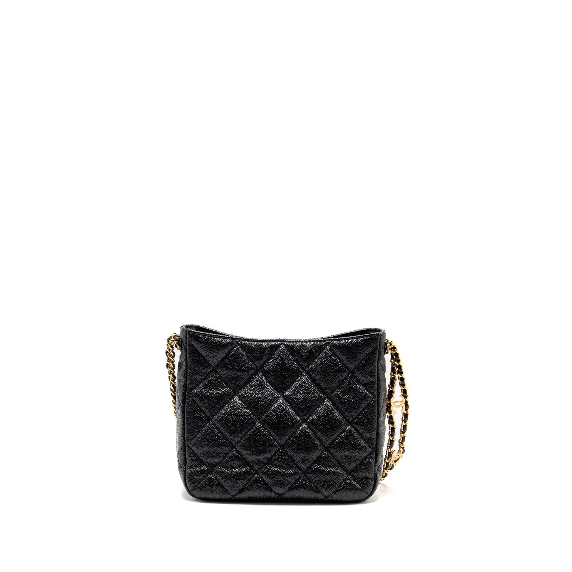 Chanel quilted hobo caviar GHW microchip Black Shoulder Bag Ghw Microchip