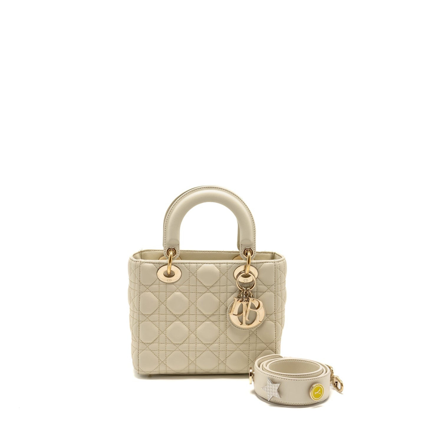 Dior Lady Lambskin Handbag White Small Travel Bag