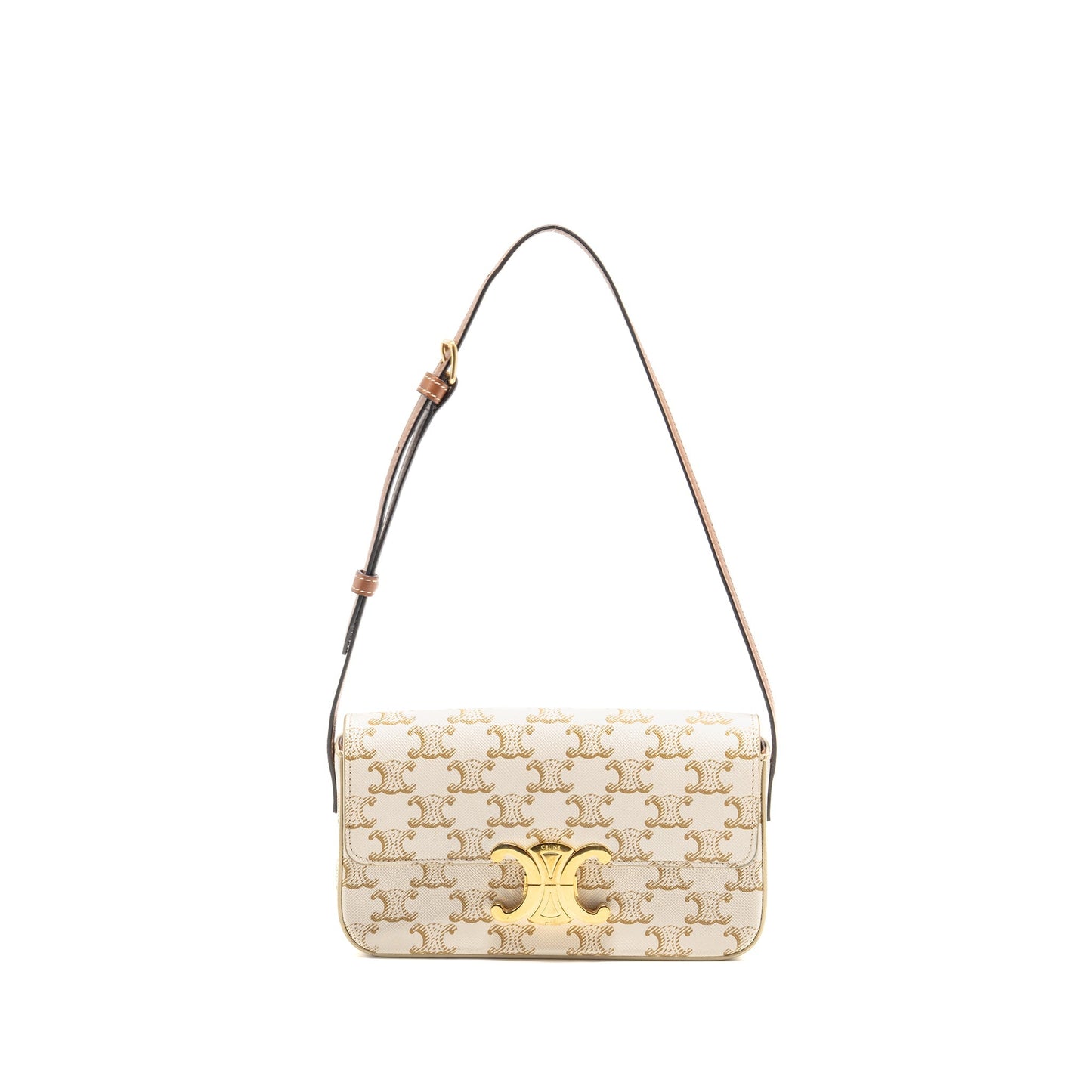 Celine Triomphe Shouder Purse Triomphe Calfskin Handbag Canvas White Travel Bag