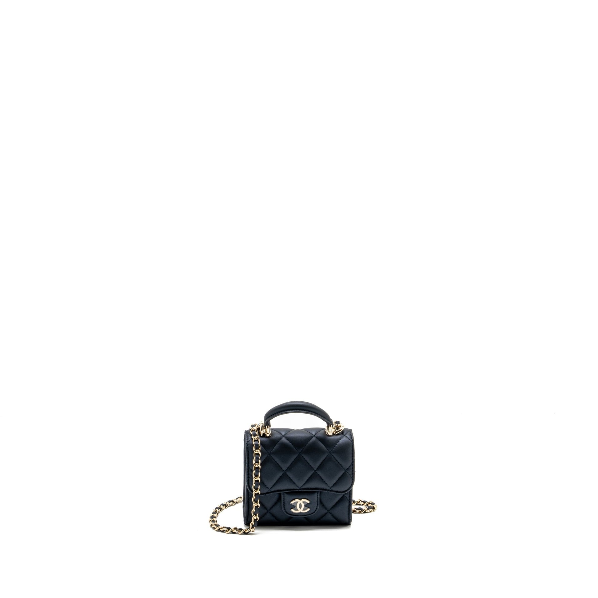 Chanel Top Handle Flap Lambskin Blue Shoulder Bag