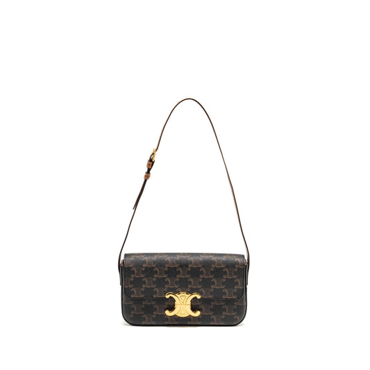 Celine Triomphe Purse Calfskin Handbag Tan Mini Travel Bag