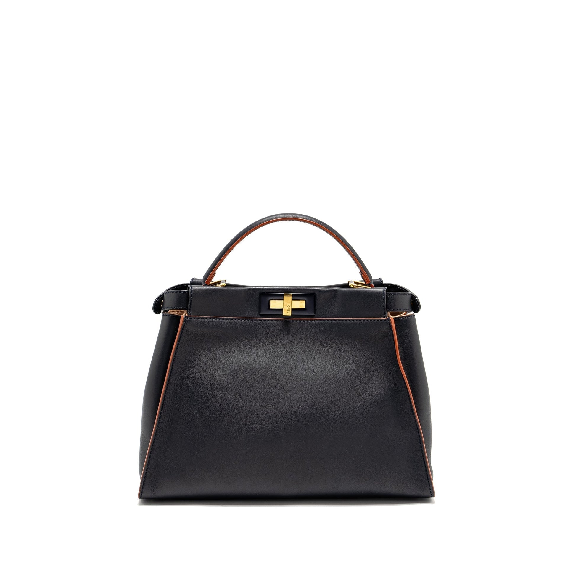 Fendi Peekaboo Calfskin Dark Handbag Blue Red Medium Travel Bag