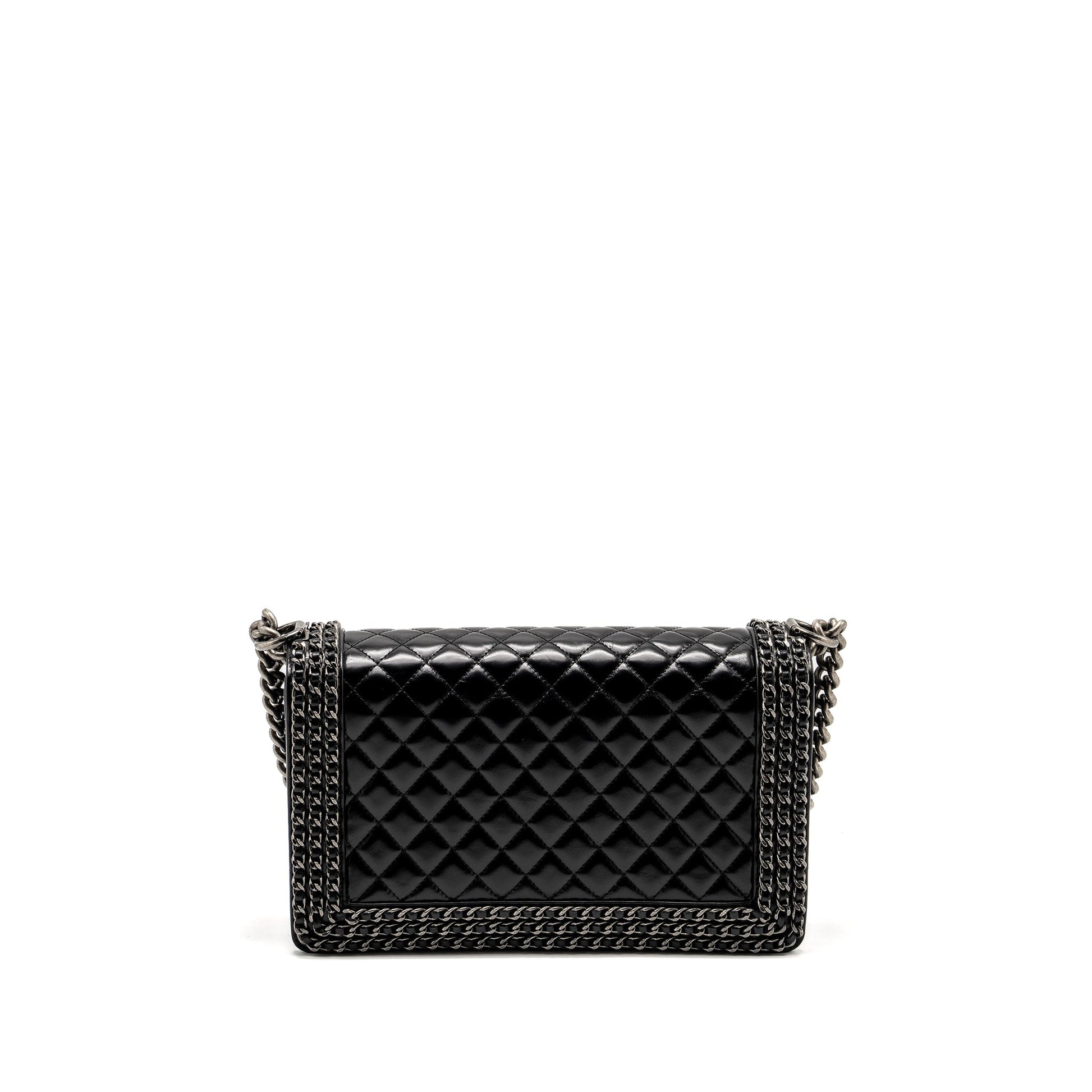 Chanel new edge boy calfskin ruthenium SHW Black Handbag