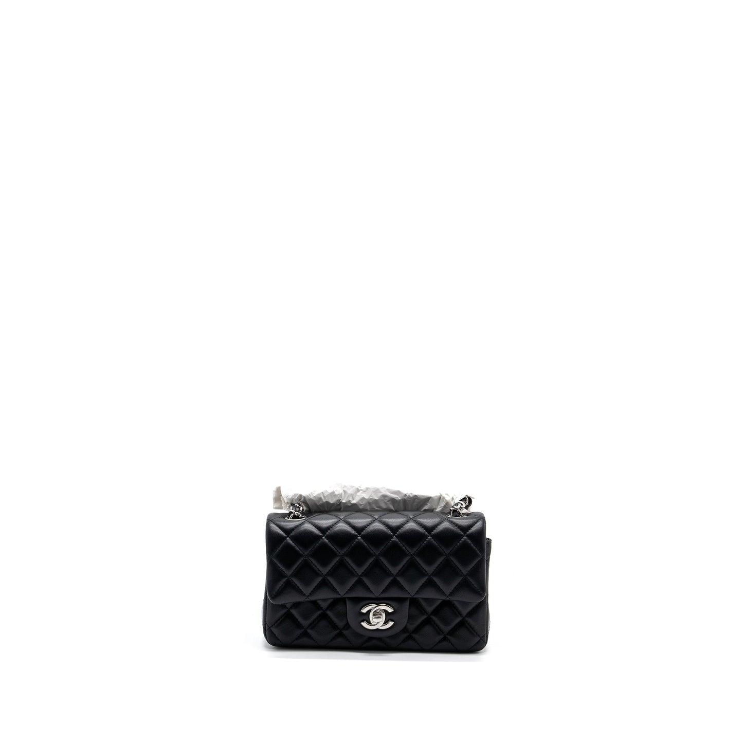 Chanel rectangular flap lambskin SHW Microchip Black Shoulder Bag Microchip 1