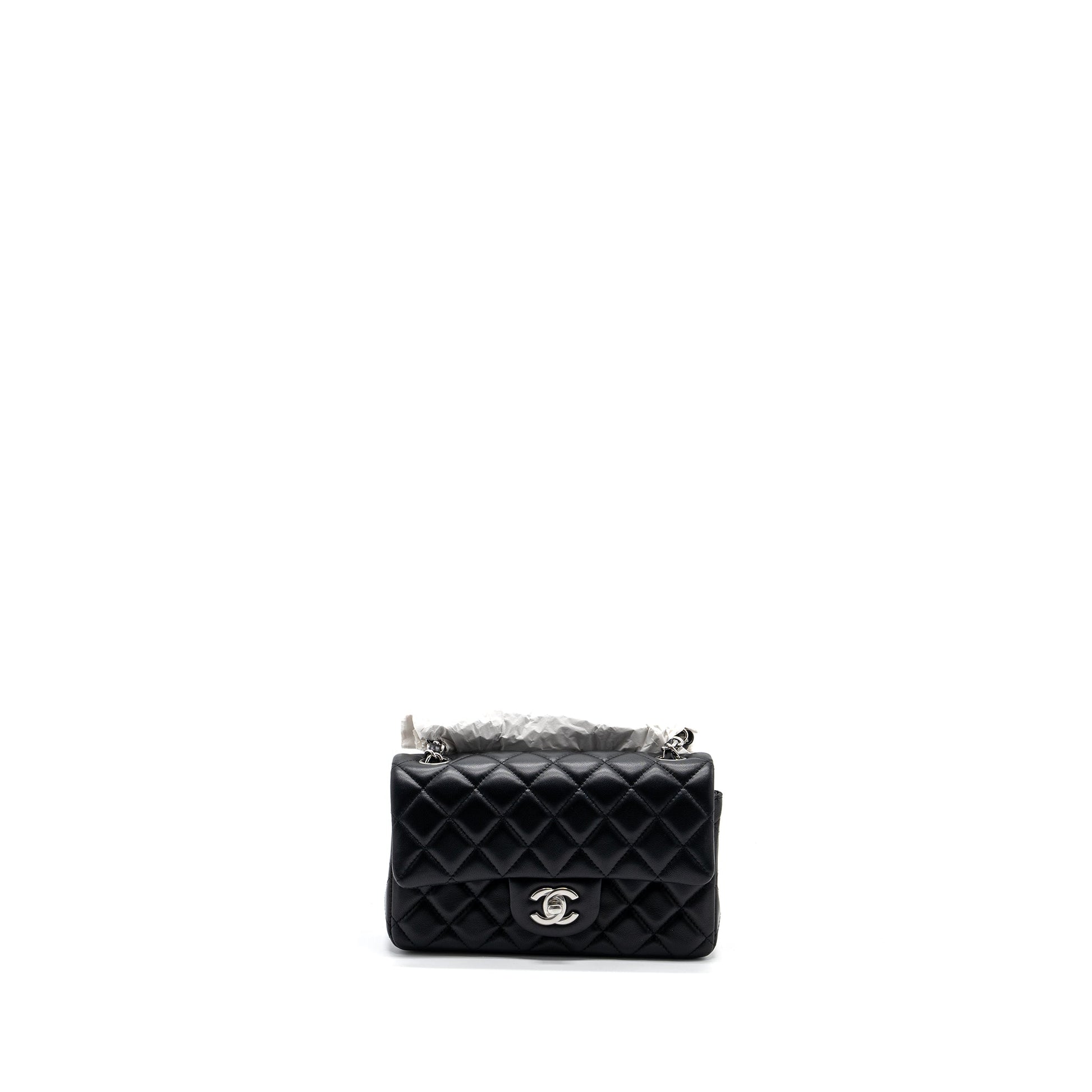 Chanel rectangular flap lambskin SHW Microchip Black Shoulder Bag Microchip 1