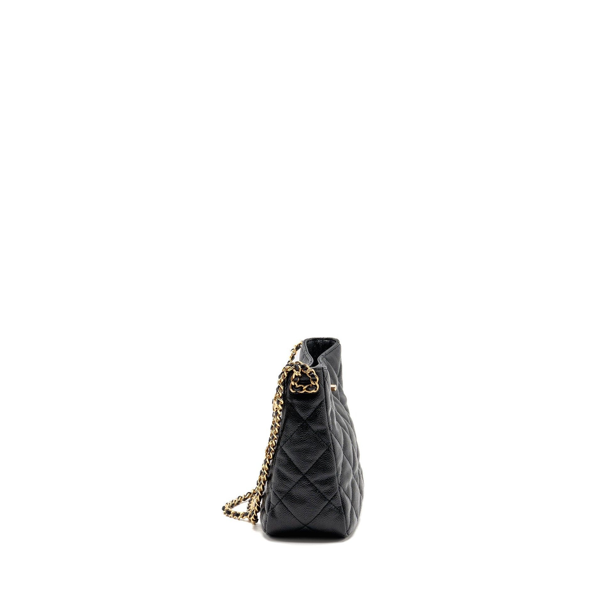 Chanel quilted hobo caviar GHW microchip Black Shoulder Bag Ghw Microchip