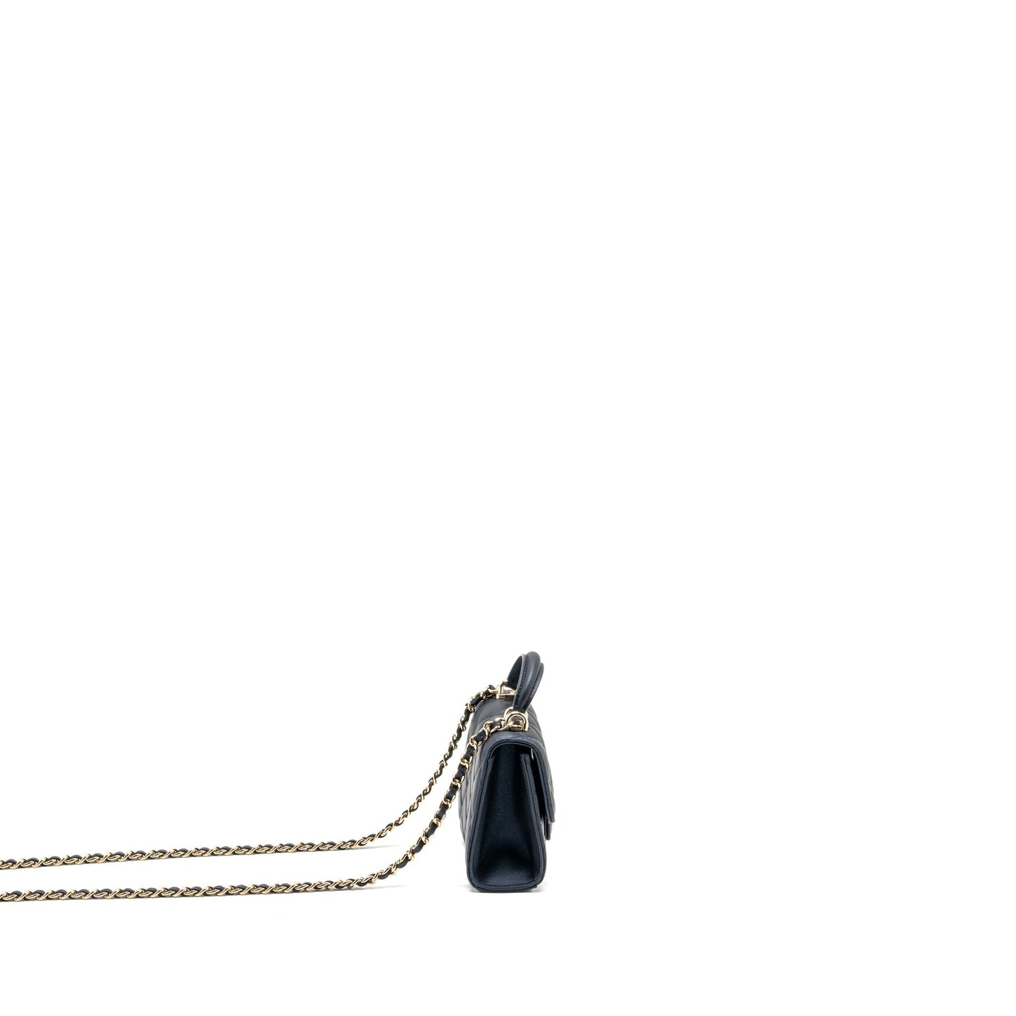 Chanel Top Handle Flap Lambskin Blue Shoulder Bag