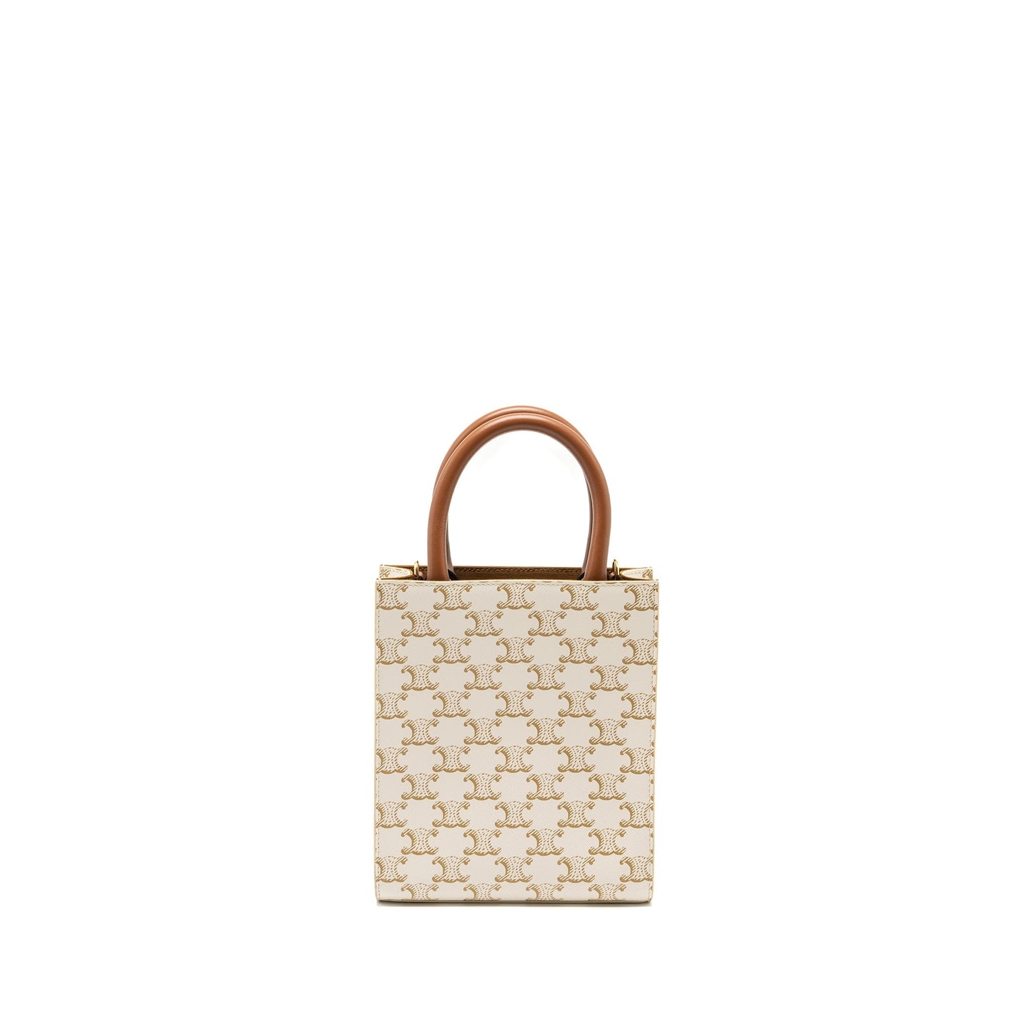 Celine Vertical Cabas In Triomphe Calfskin Handbag Canvas White Travel Bag