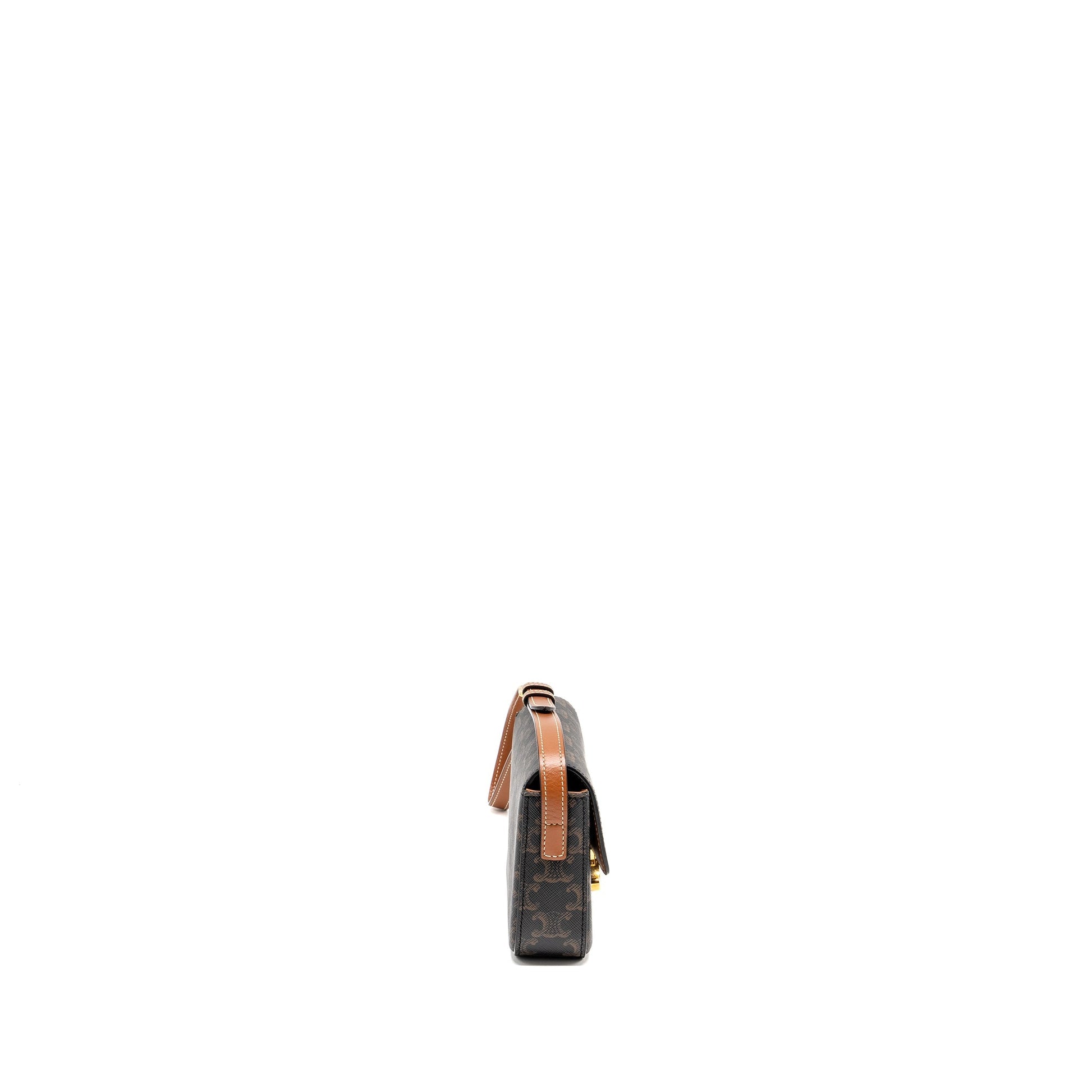 Celine Triomphe Purse Calfskin Handbag Tan Mini Travel Bag