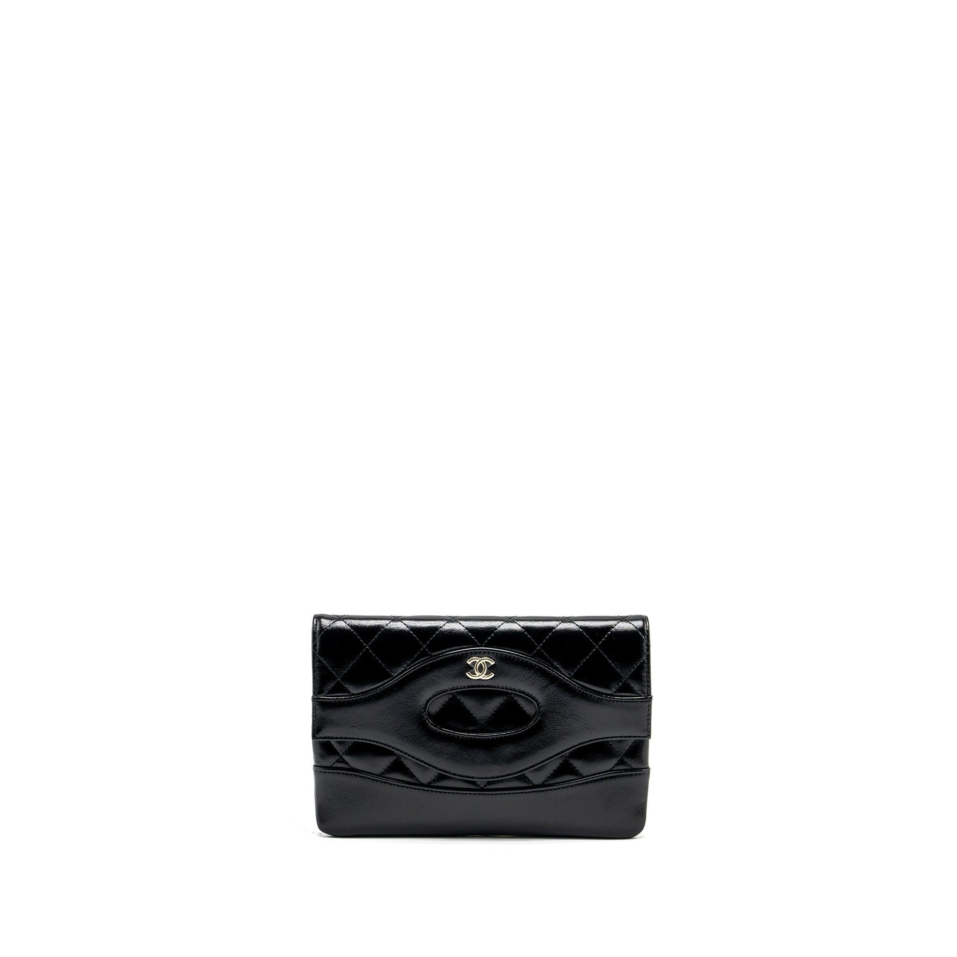 Chanel 24S 31 Shiny lambskin LGHW Microchip Black Clutch Bag