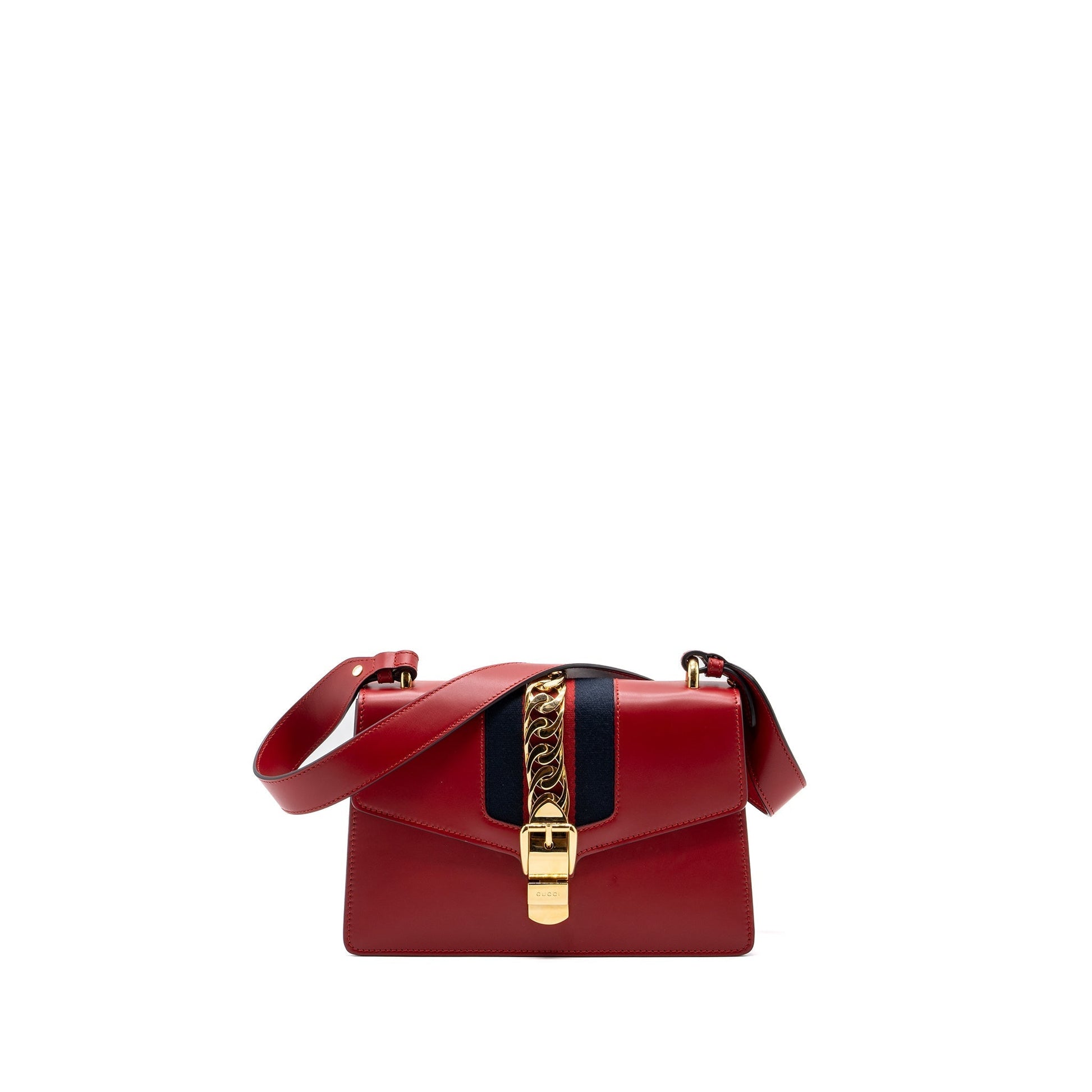 Gucci Sylvie Shoulder Bag Calfskin Red