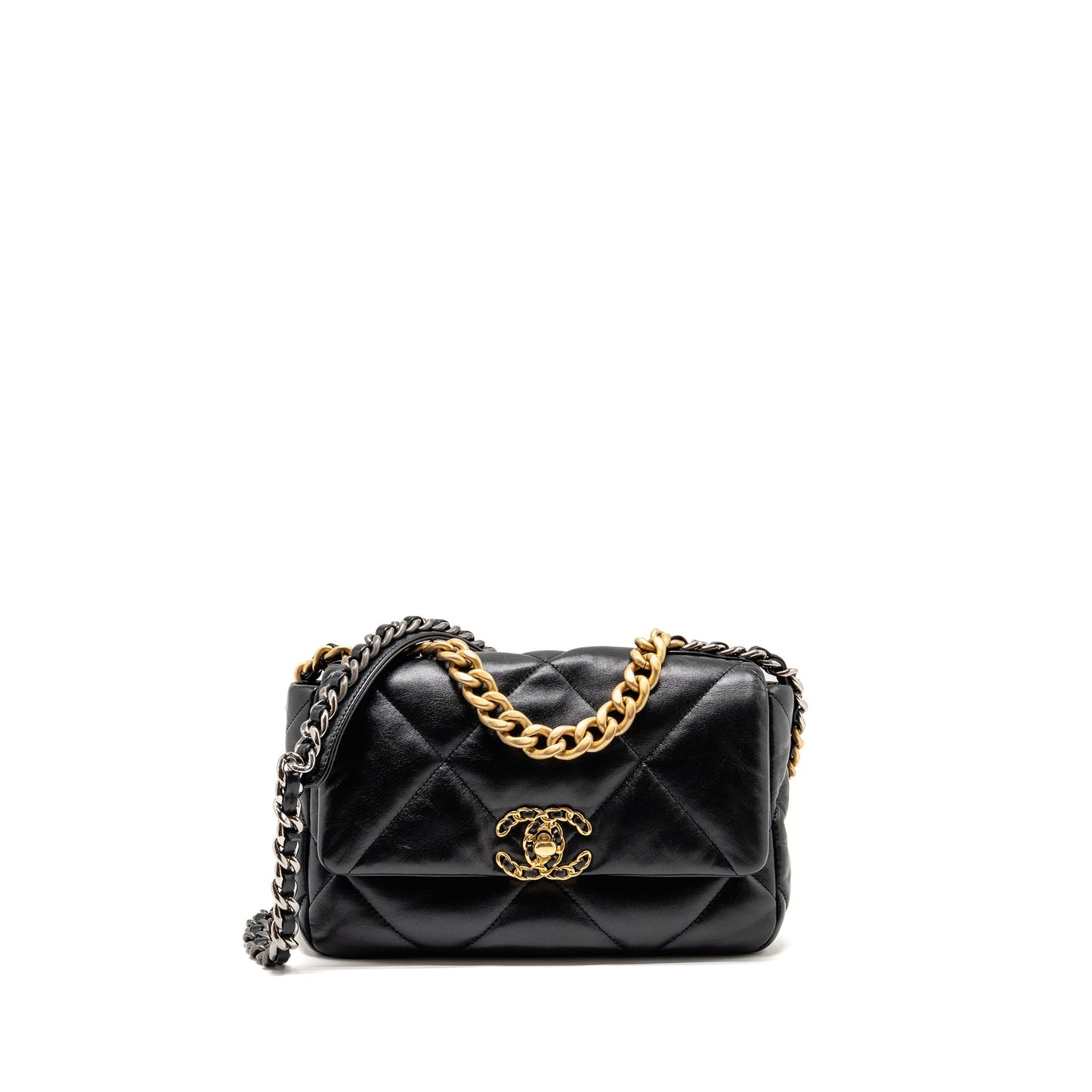 Chanel 19 goatskin hardware microchip Multicolor Black Small Handbag