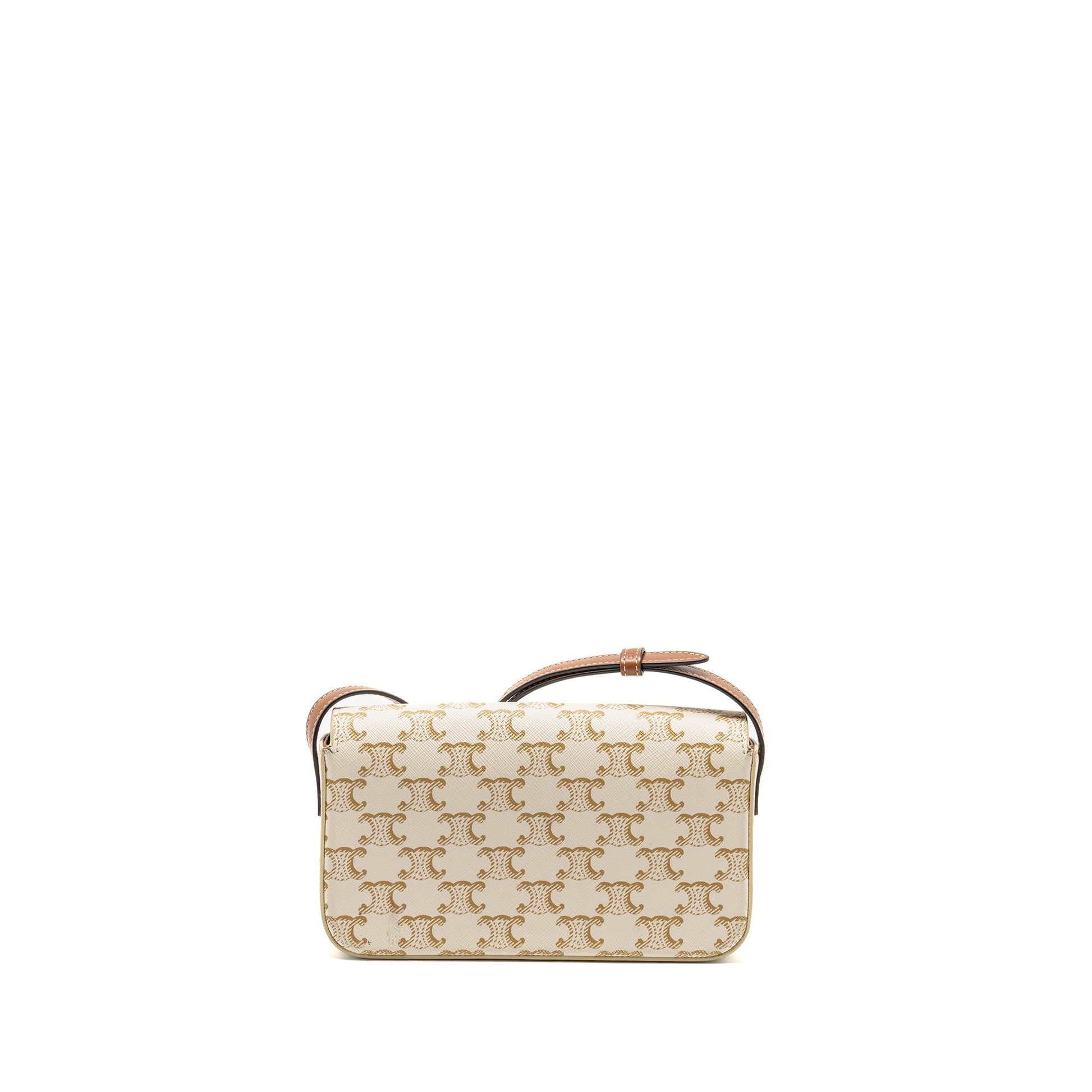 Celine Triomphe Shouder Purse Triomphe Calfskin Handbag Canvas White Travel Bag