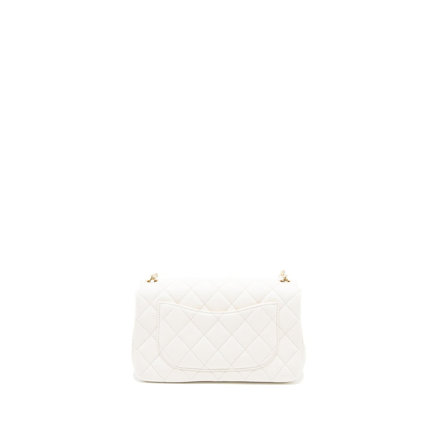 Chanel 23C Pearl Crush Rectangular Flap Lambskin White Shoulder Bag