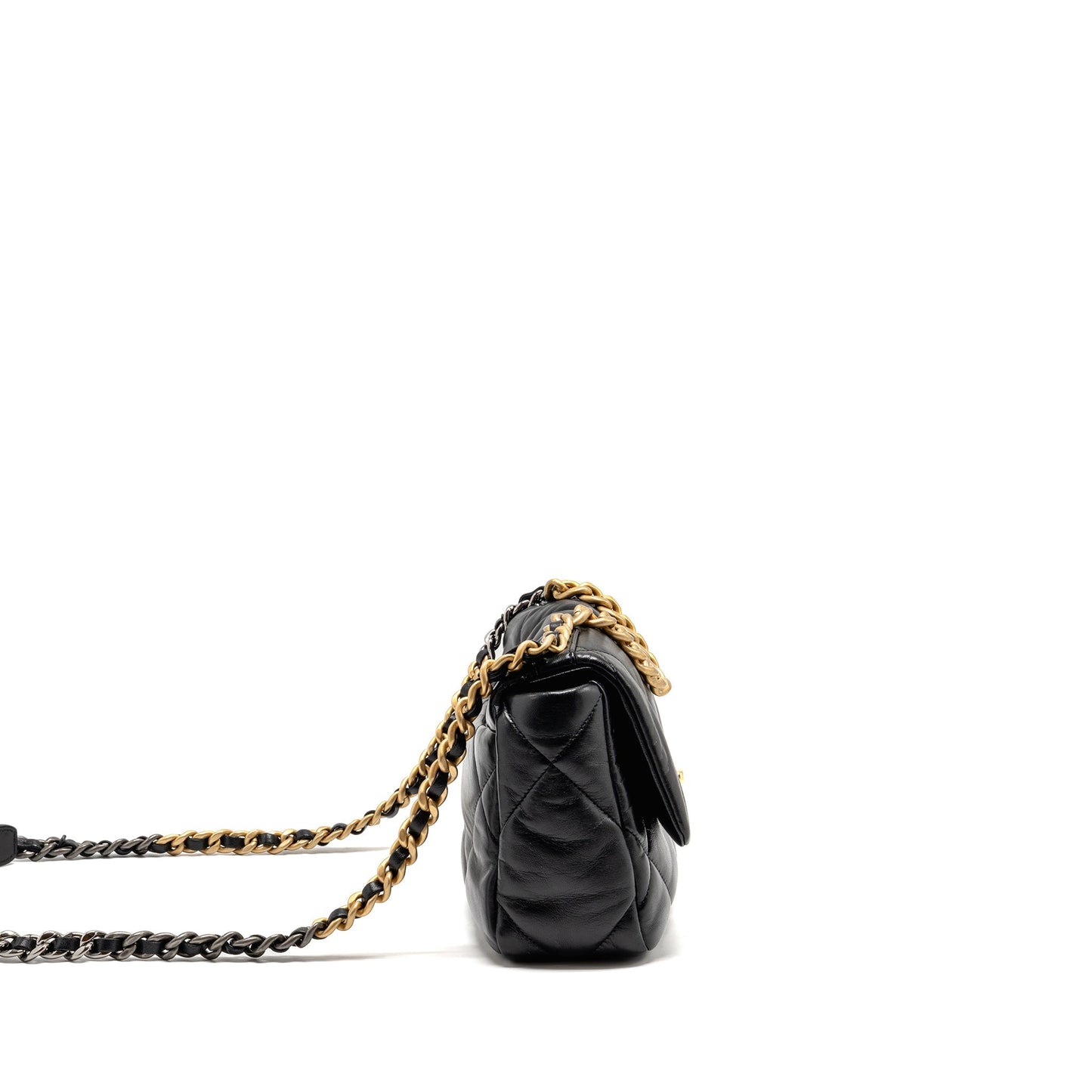 Chanel 19 goatskin hardware microchip Multicolor Black Small Handbag