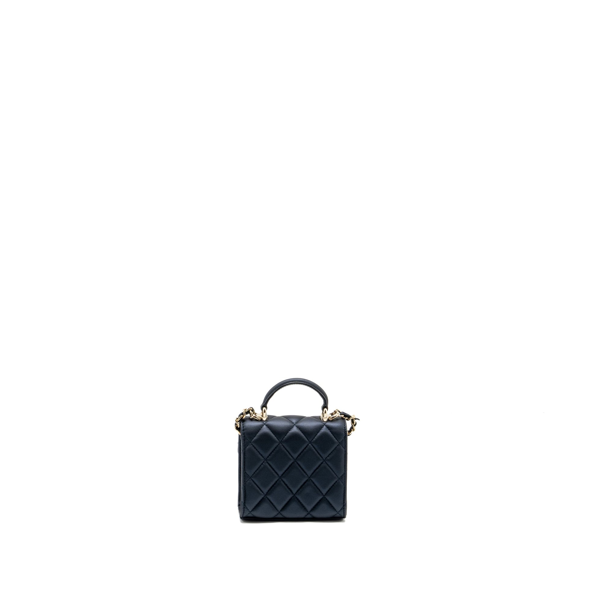 Chanel Top Handle Flap Lambskin Blue Shoulder Bag