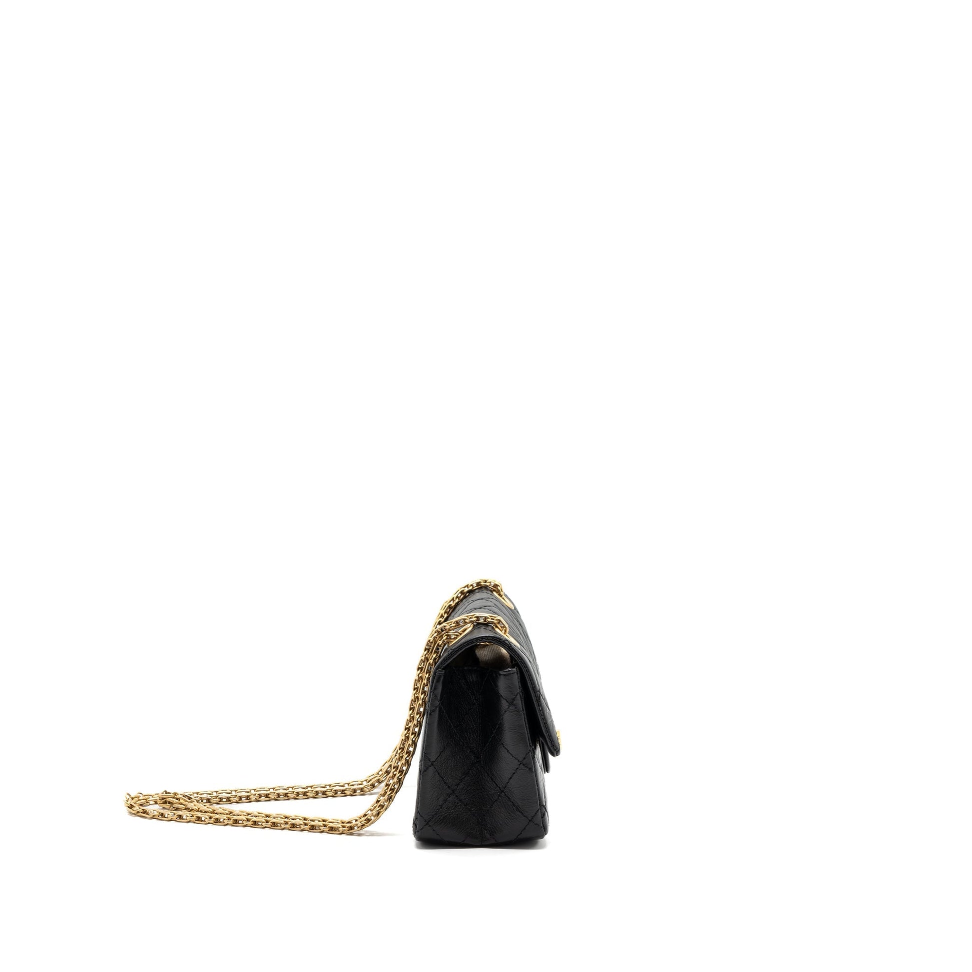 Chanel 2.55 Reissue Flap Aged Calfskin GHW Black Shoulder Bag Black Ghw