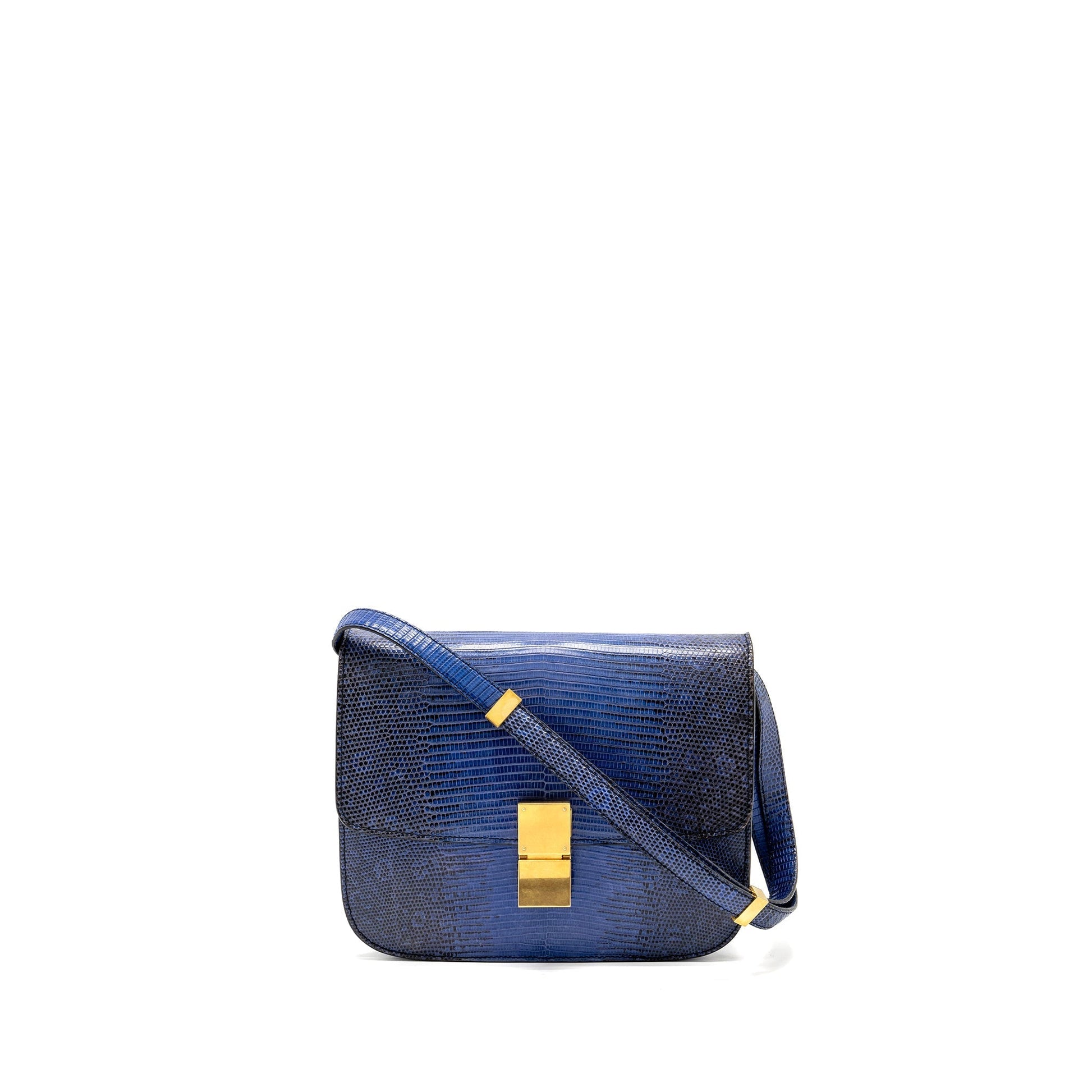 Luxury Classic Box Bag Lizard Ghw Blue Medium Travel Bag