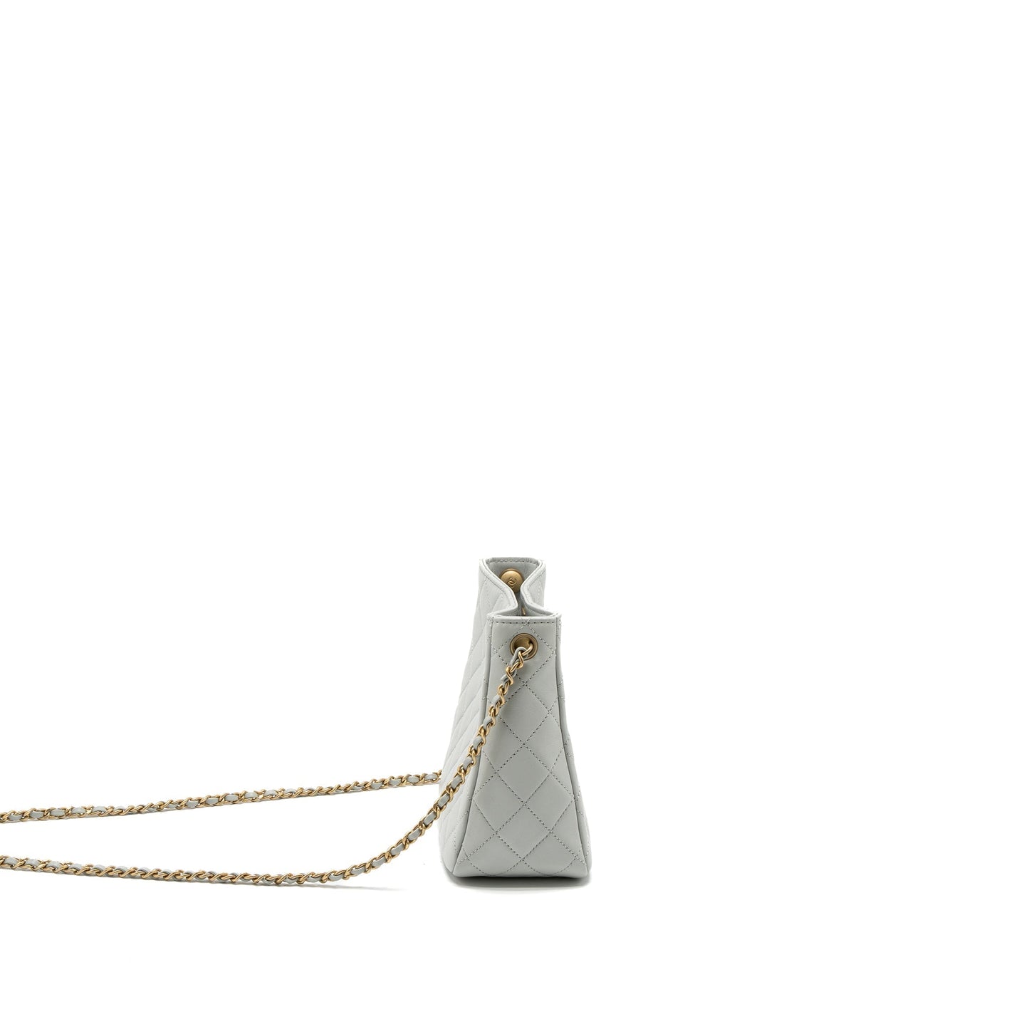 Chanel Pearl Crush Hobo Lambskin Light Brushed Grey Shoulder Bag