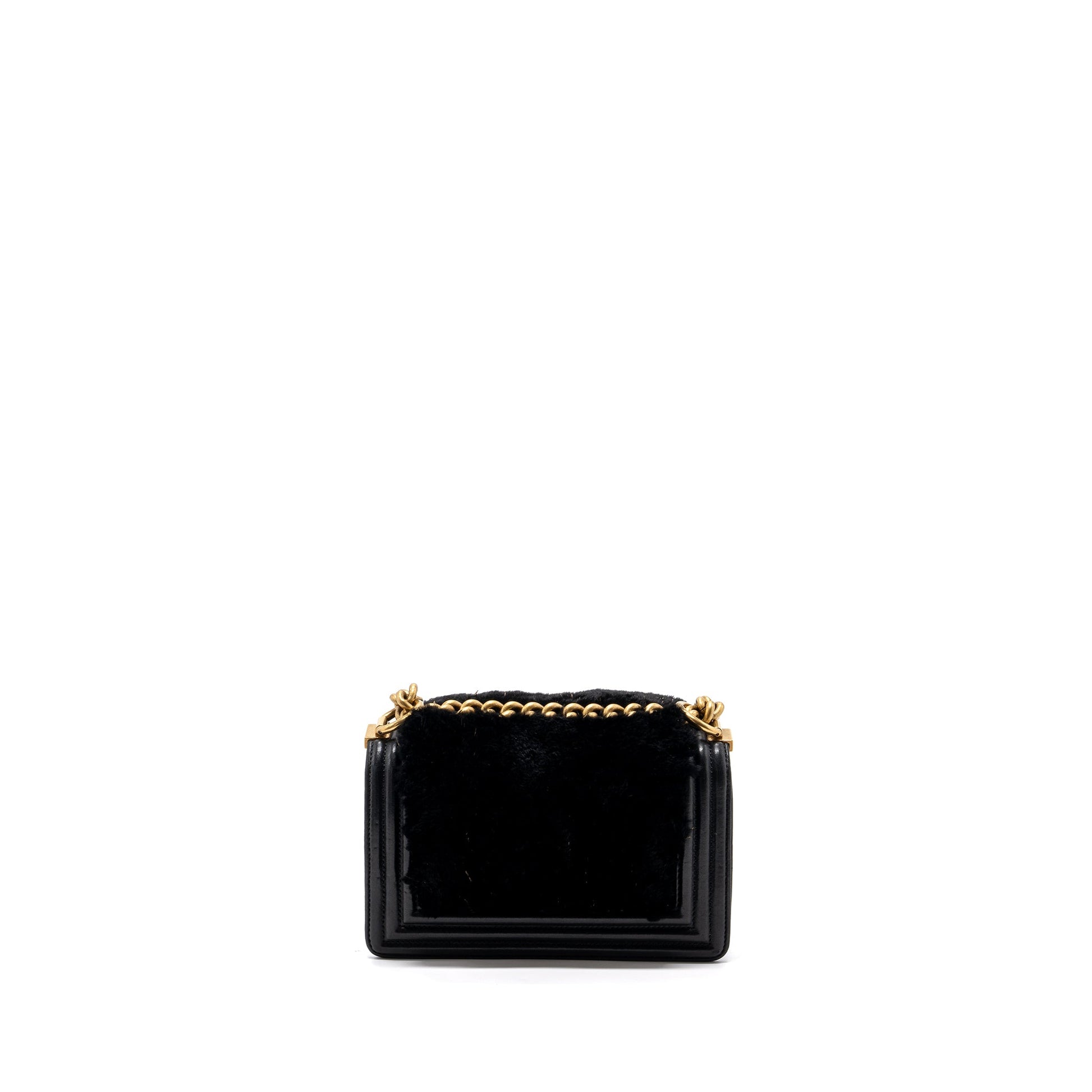 Chanel Boy Rabbit Hair Limited Edition Lambskin Black Small Handbag