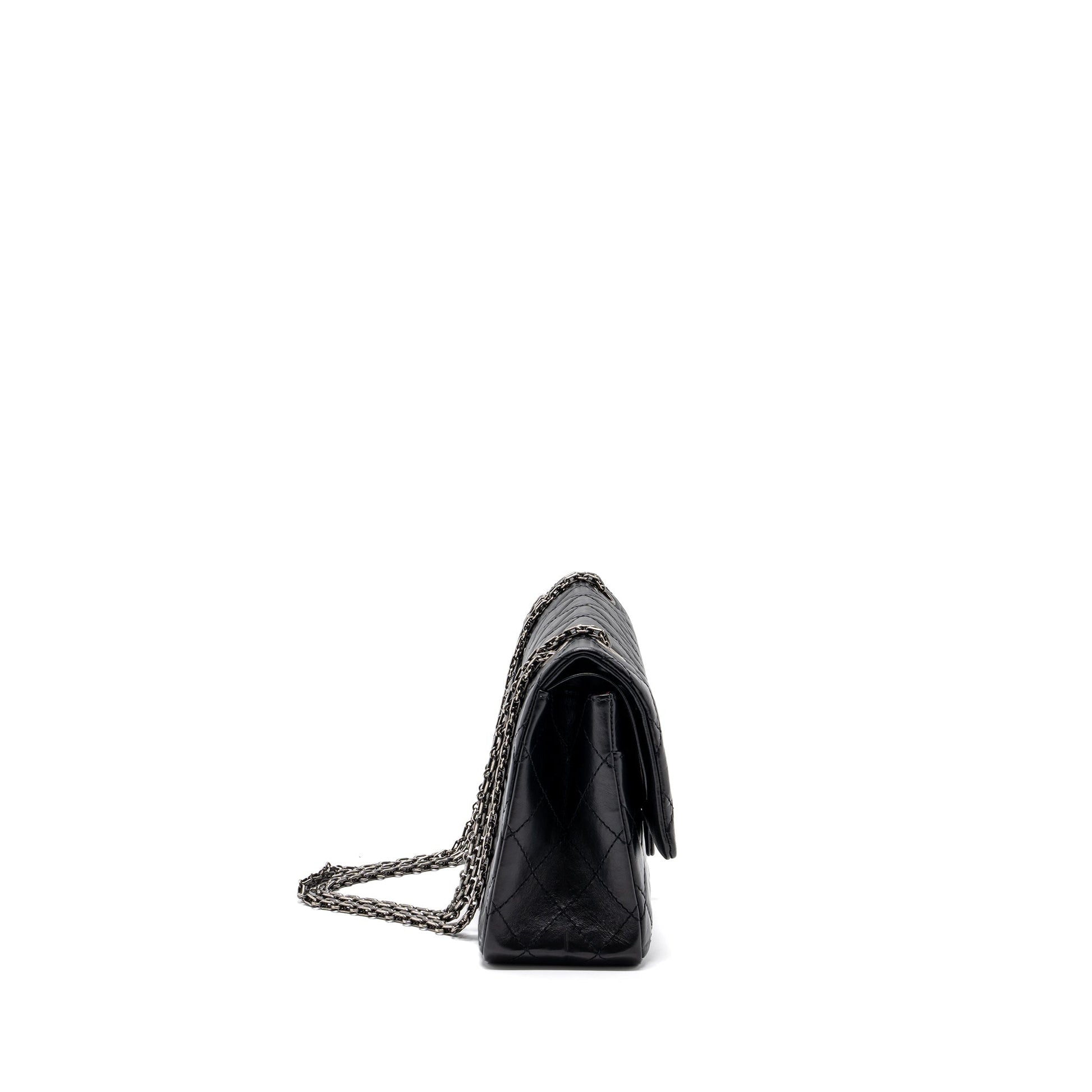 Chanel 2.55 226 Reissue Flap Aged Calfskin Black Shoulder Bag Ruthenium Hardware