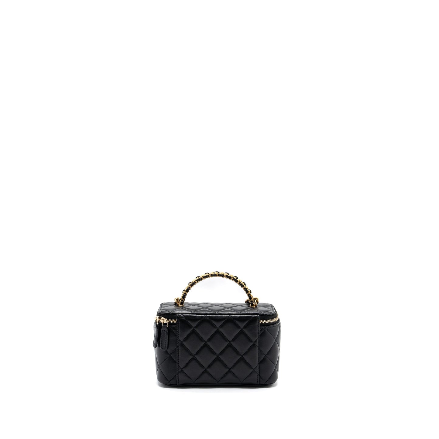 Chanel Top Handle Long Vanity Lambskin GHW Black Handbag Ghw Microchip