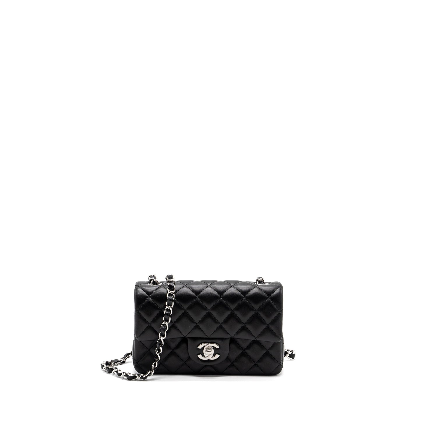 Chanel rectangular flap lambskin SHW microchip Black Shoulder Bag