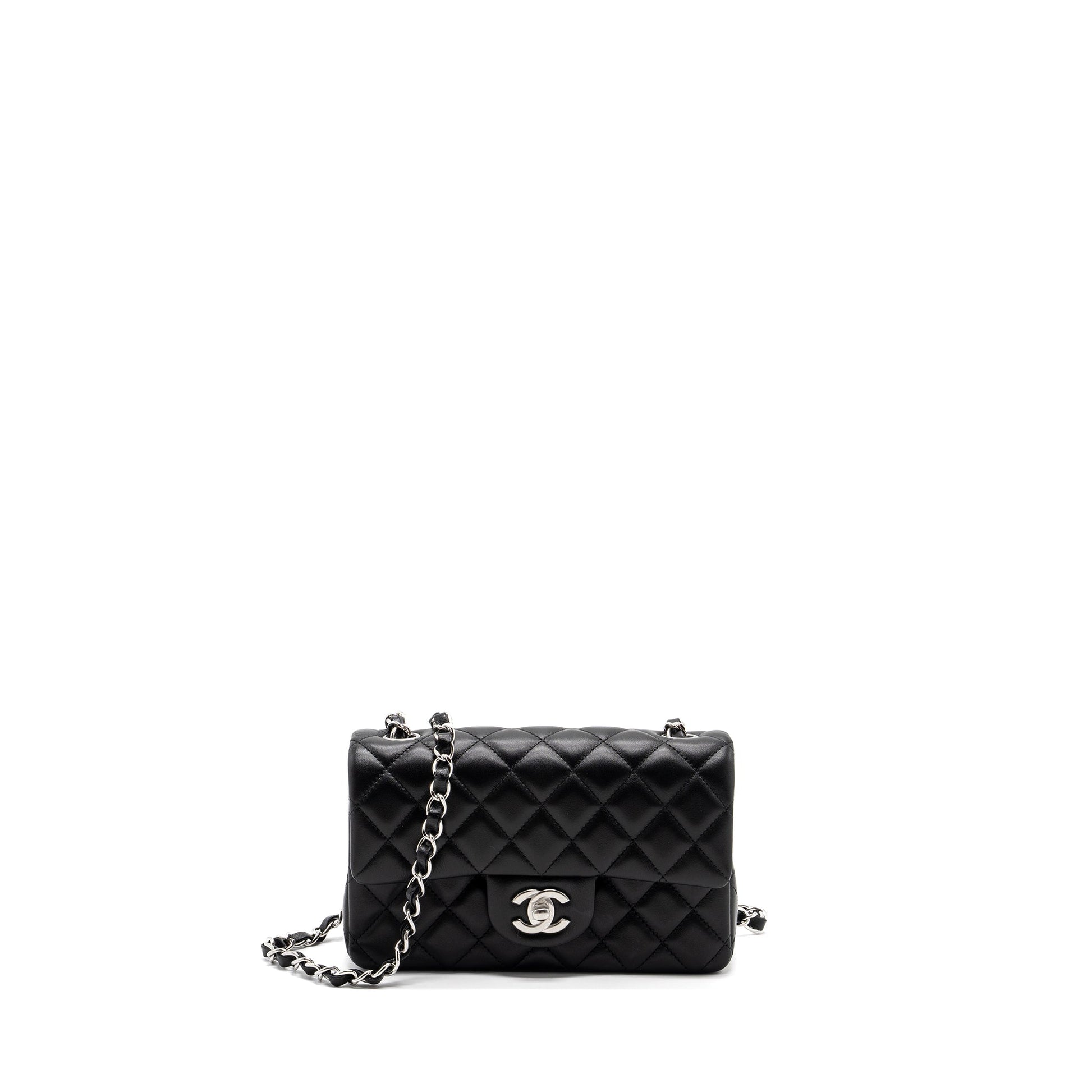 Chanel rectangular flap lambskin SHW microchip Black Shoulder Bag
