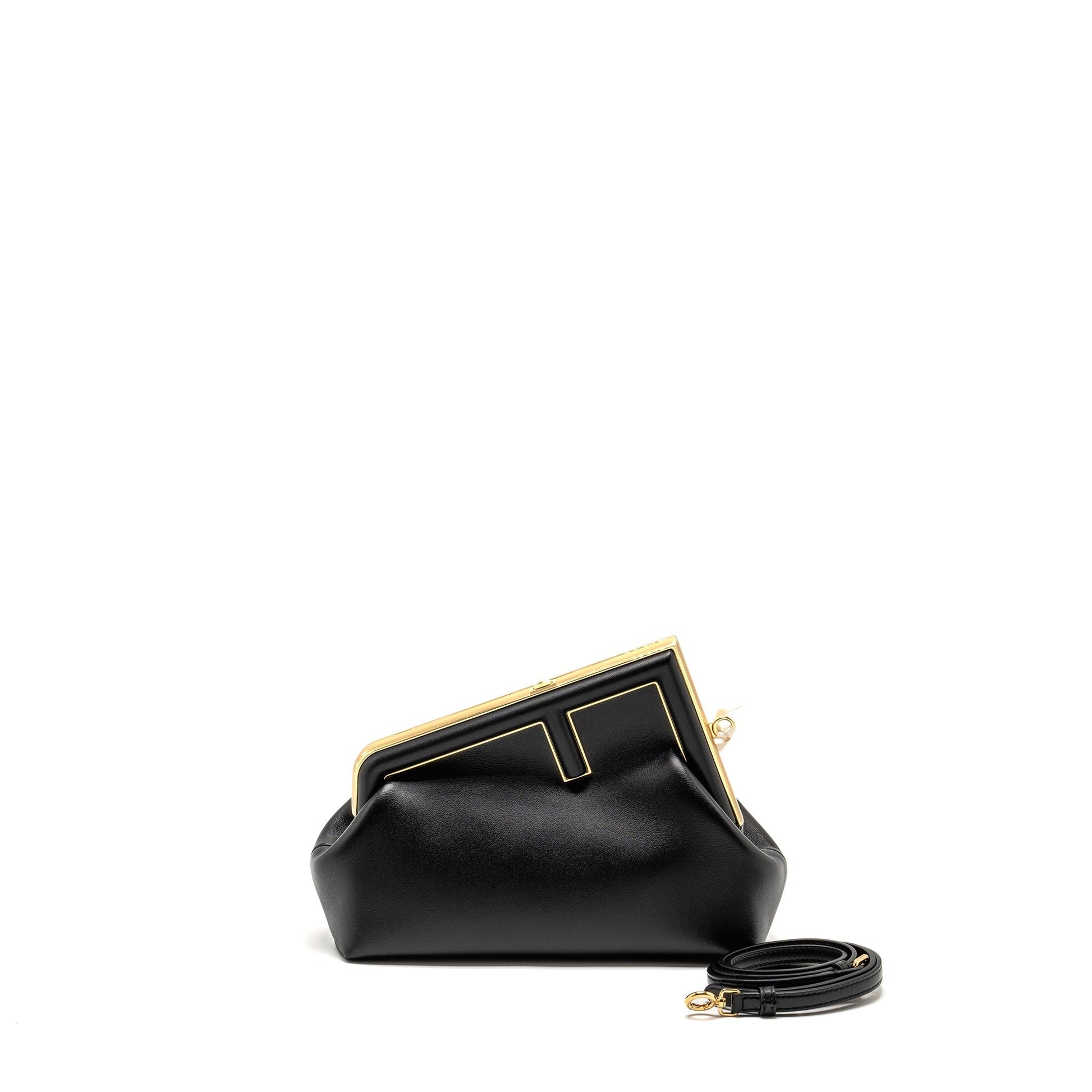 Fendi First Clutch Purse Nappa Black Small Clutch Bag