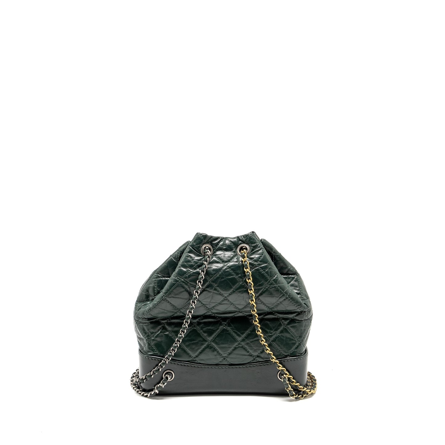 Chanel Gabrielle backpack aged calfskin dark hardware Multicolor Green Small