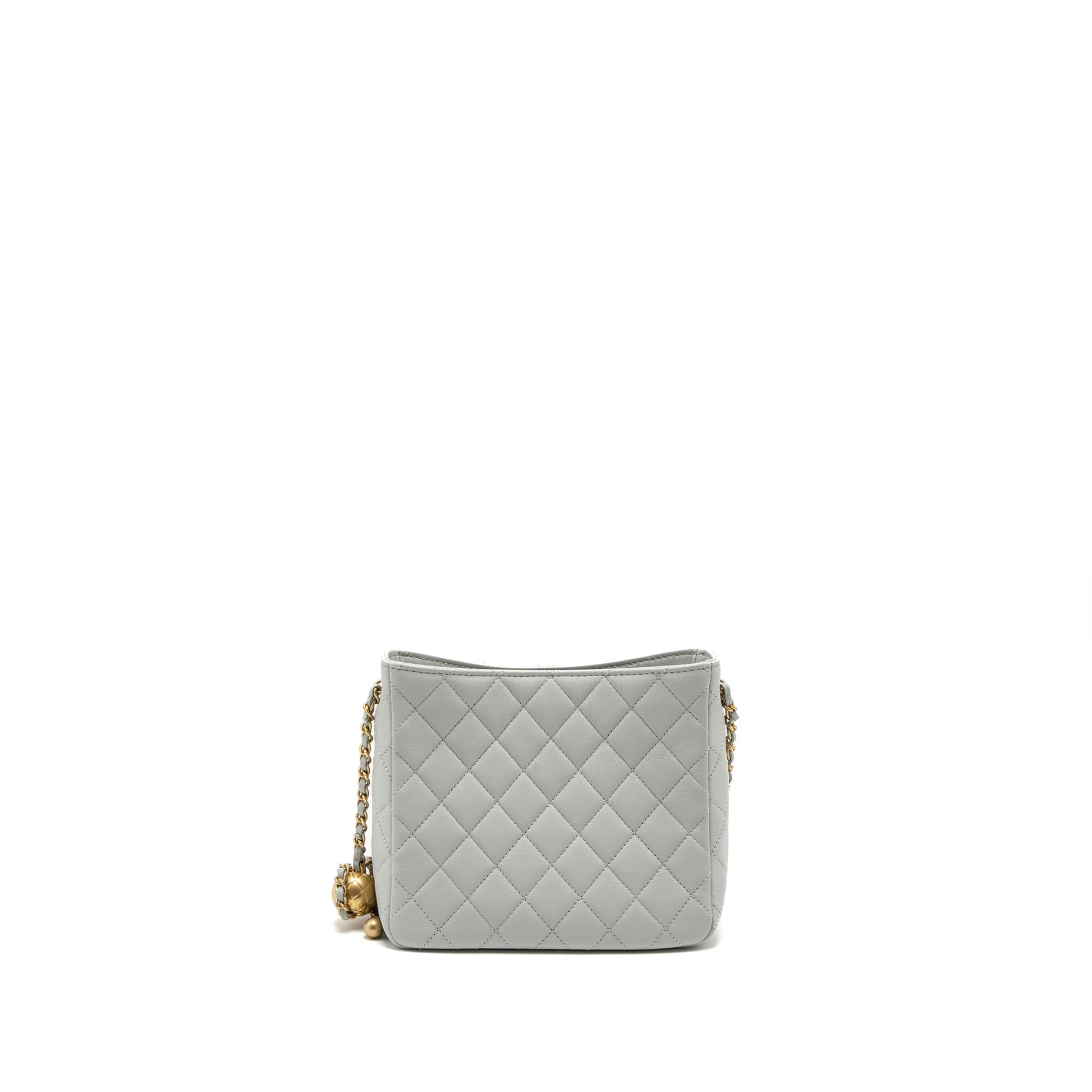 Chanel Pearl Crush Hobo Lambskin Light Brushed Grey Shoulder Bag